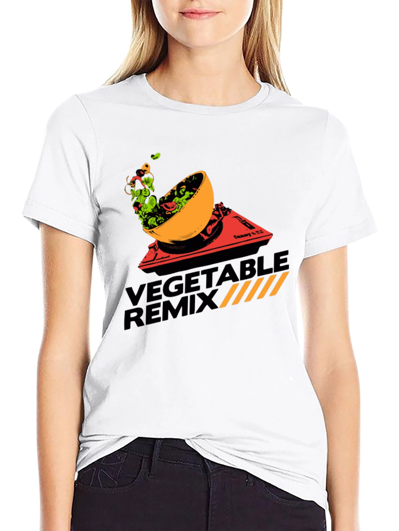 Black Vegetable Remix Graphic T-Shirt - Black Cotton Tee view 9