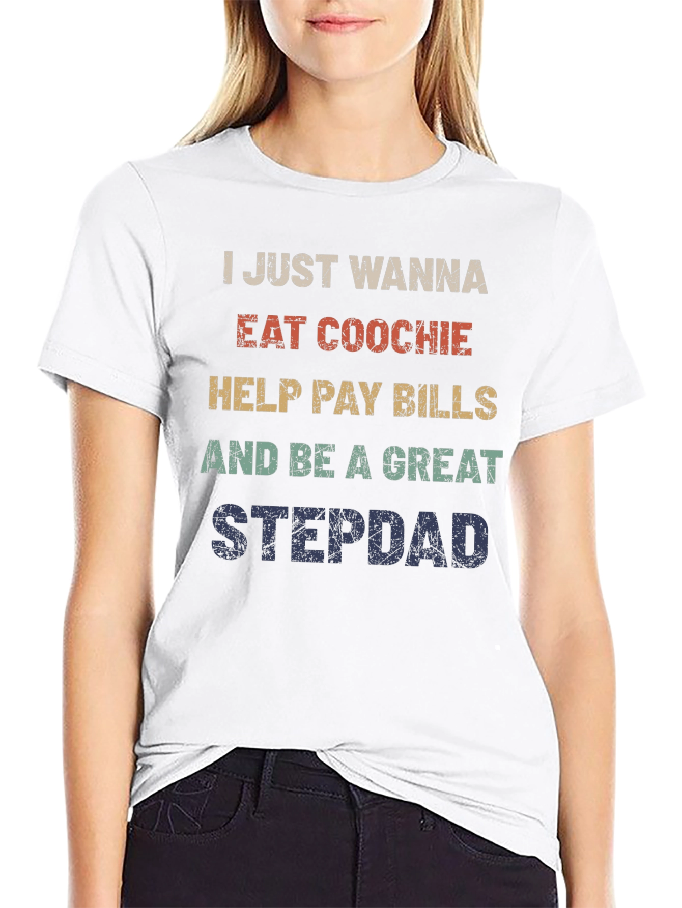 Black Funny Stepdad T-Shirt - Eat Coochie Pay Bills view 9