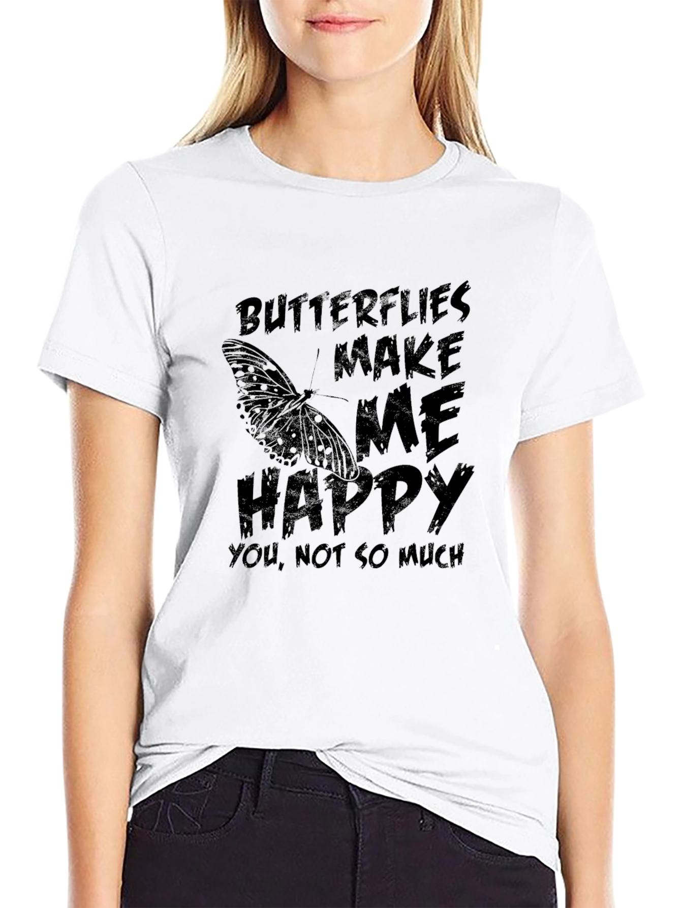 Black Butterfly Graphic Tee - "Butterflies Make Me Happy" view 9