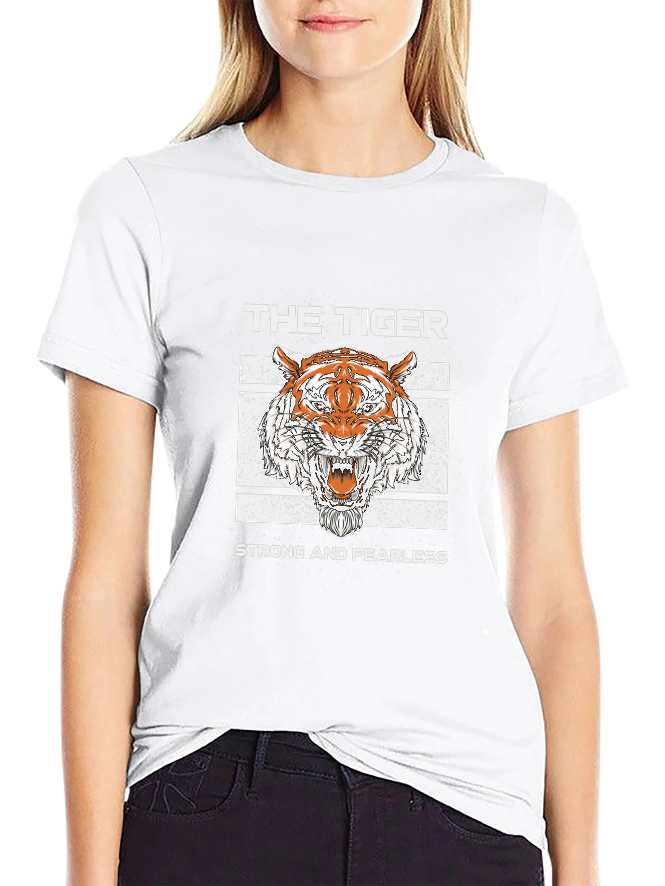 Black The Tiger T-Shirt - Strong and Fearless Graphic Tee view 9