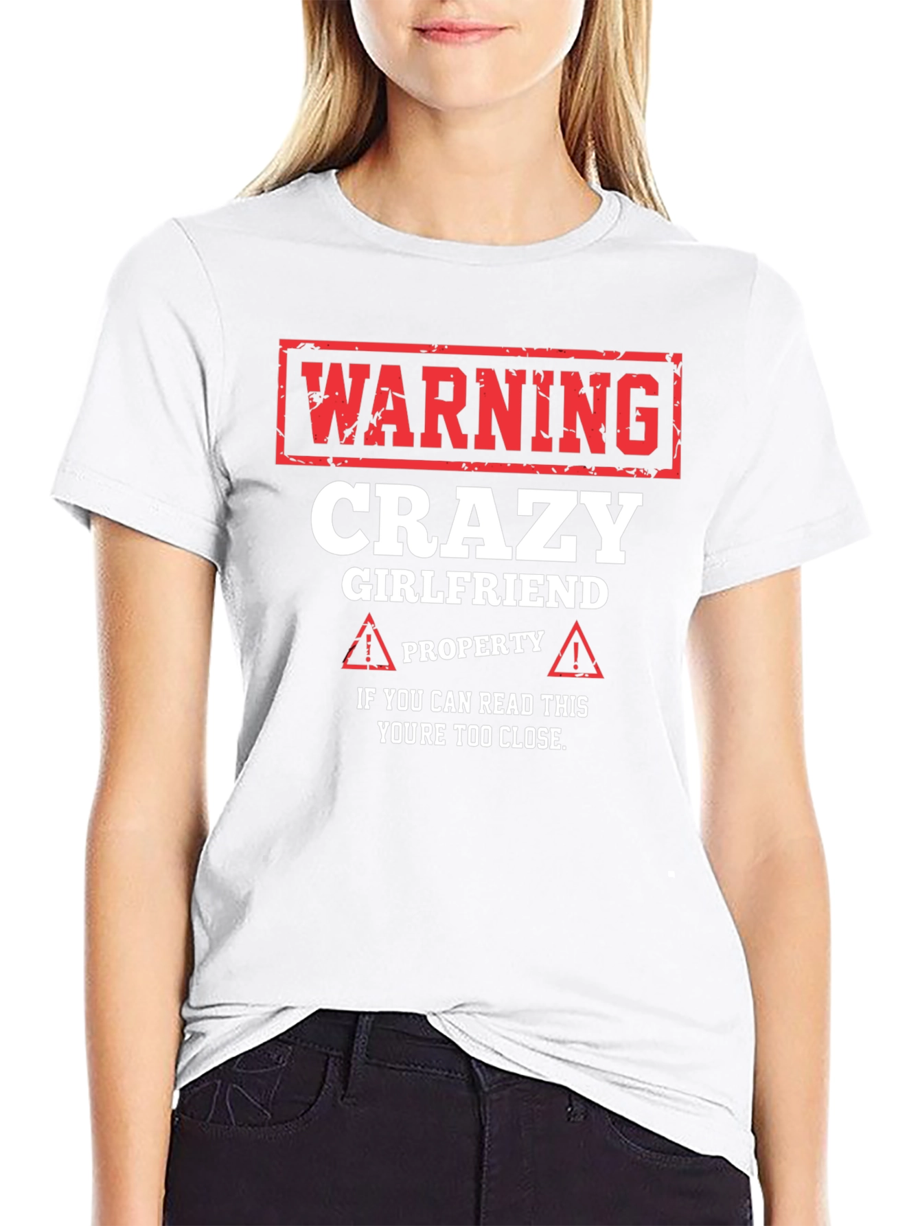 Black Warning Crazy Girlfriend Property Graphic Tee view 9