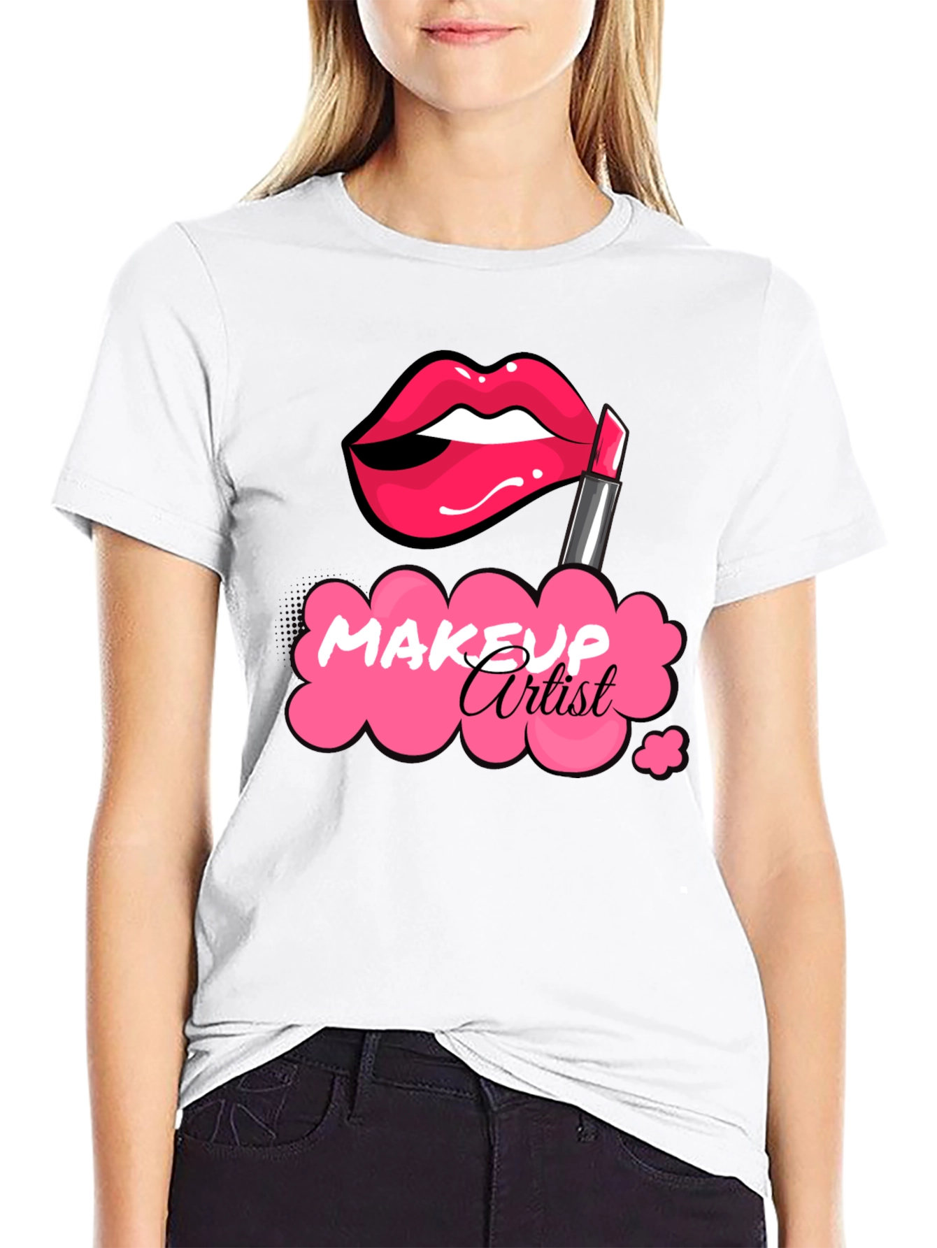 Black Makeup Artist T-Shirt - Lipstick Graphic Tee view 9