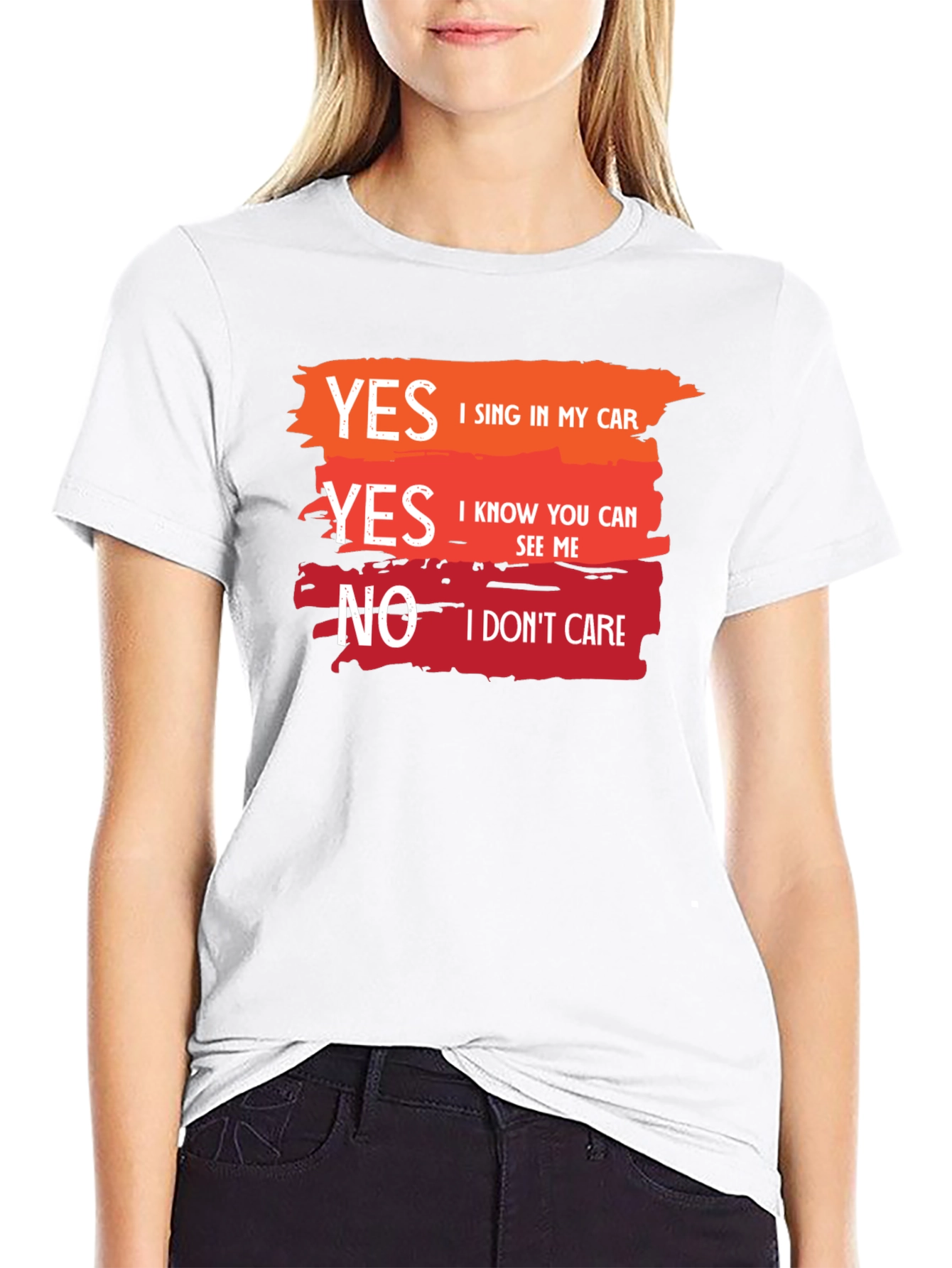 Black Yes I Sing In My Car Novelty Graphic T-Shirt view 9