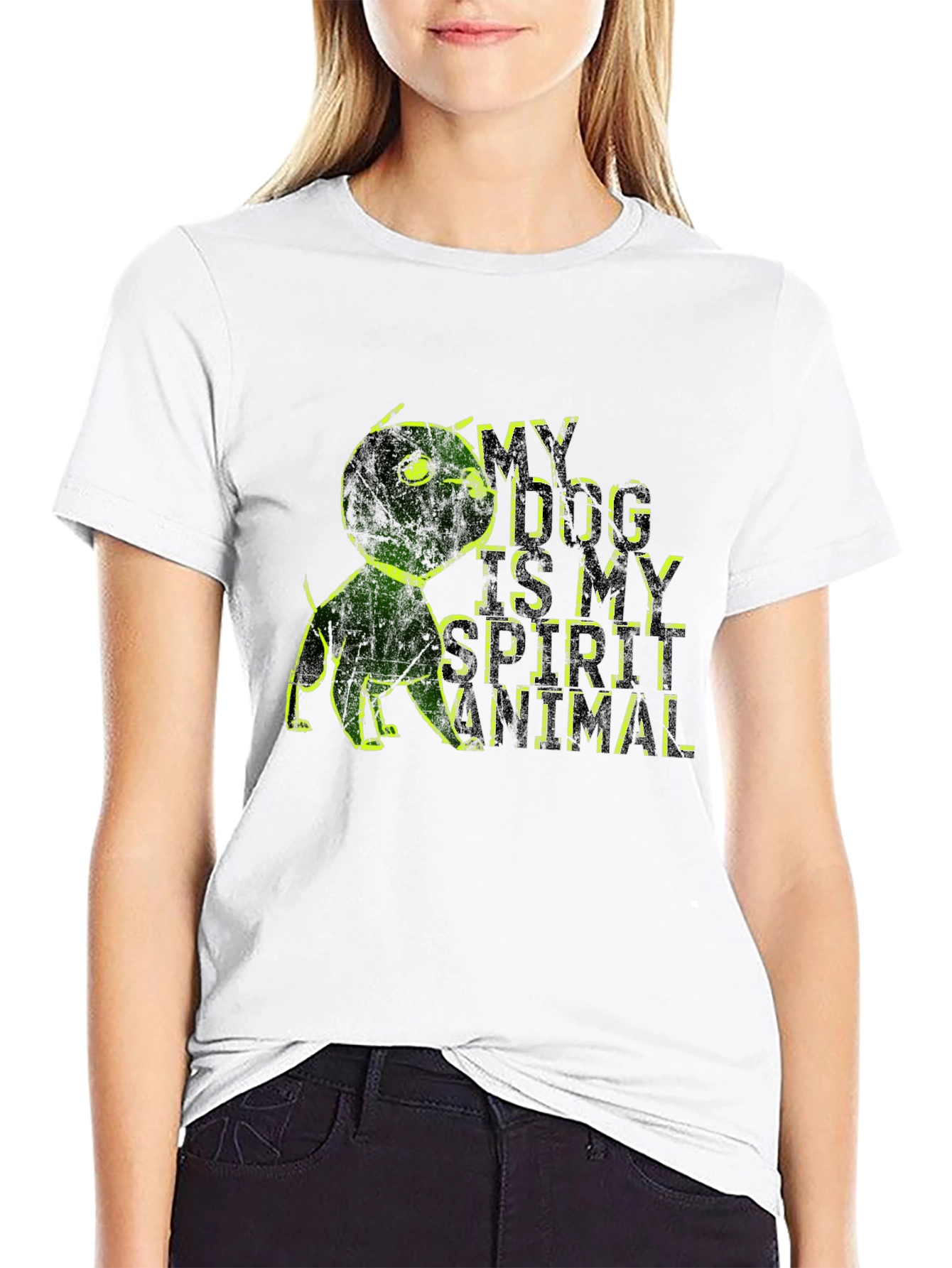 Black My Dog is My Spirit Animal Graphic Tee - Black Cotton Casual Wear view 9