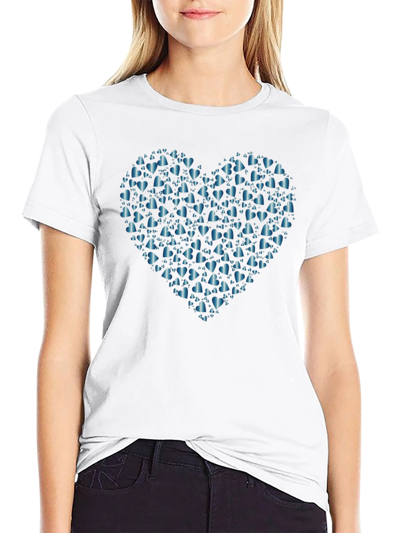 Black Heart of Hearts Tee - Black Cotton Casual Wear view 9