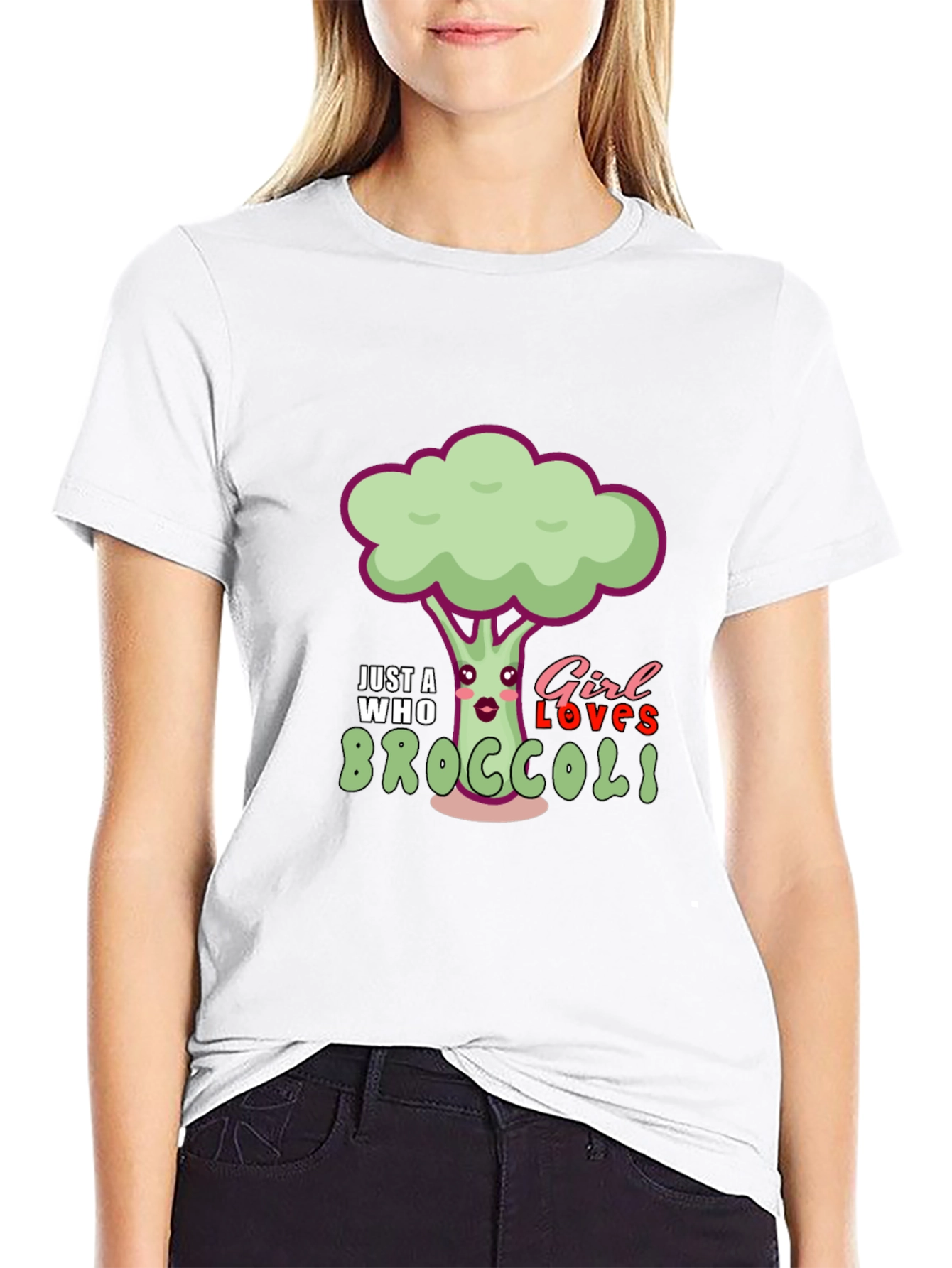 Black Just A Girl Who Loves Broccoli T-Shirt view 9