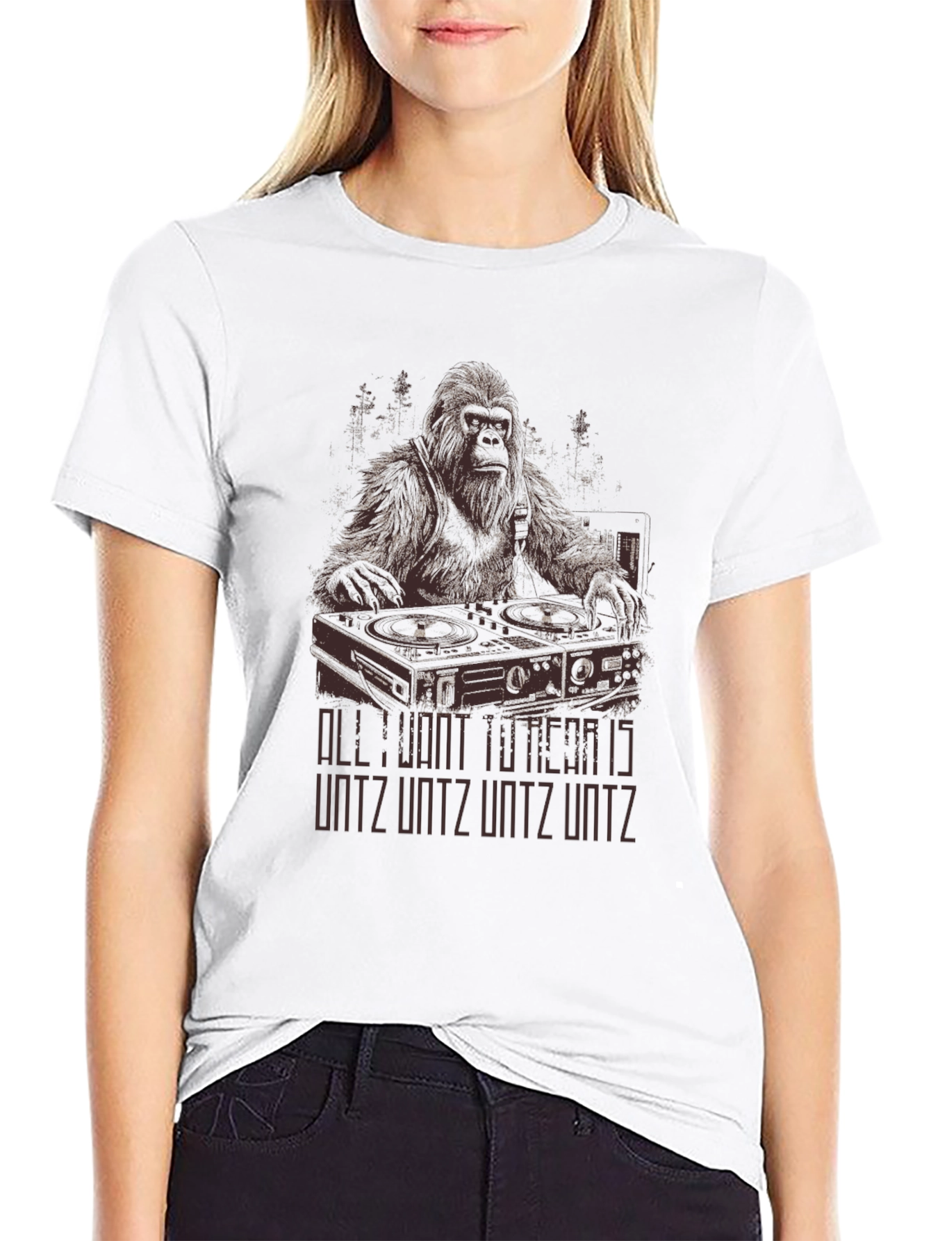 Black DJ Bigfoot Graphic Tee - Untz Untz Untz view 9