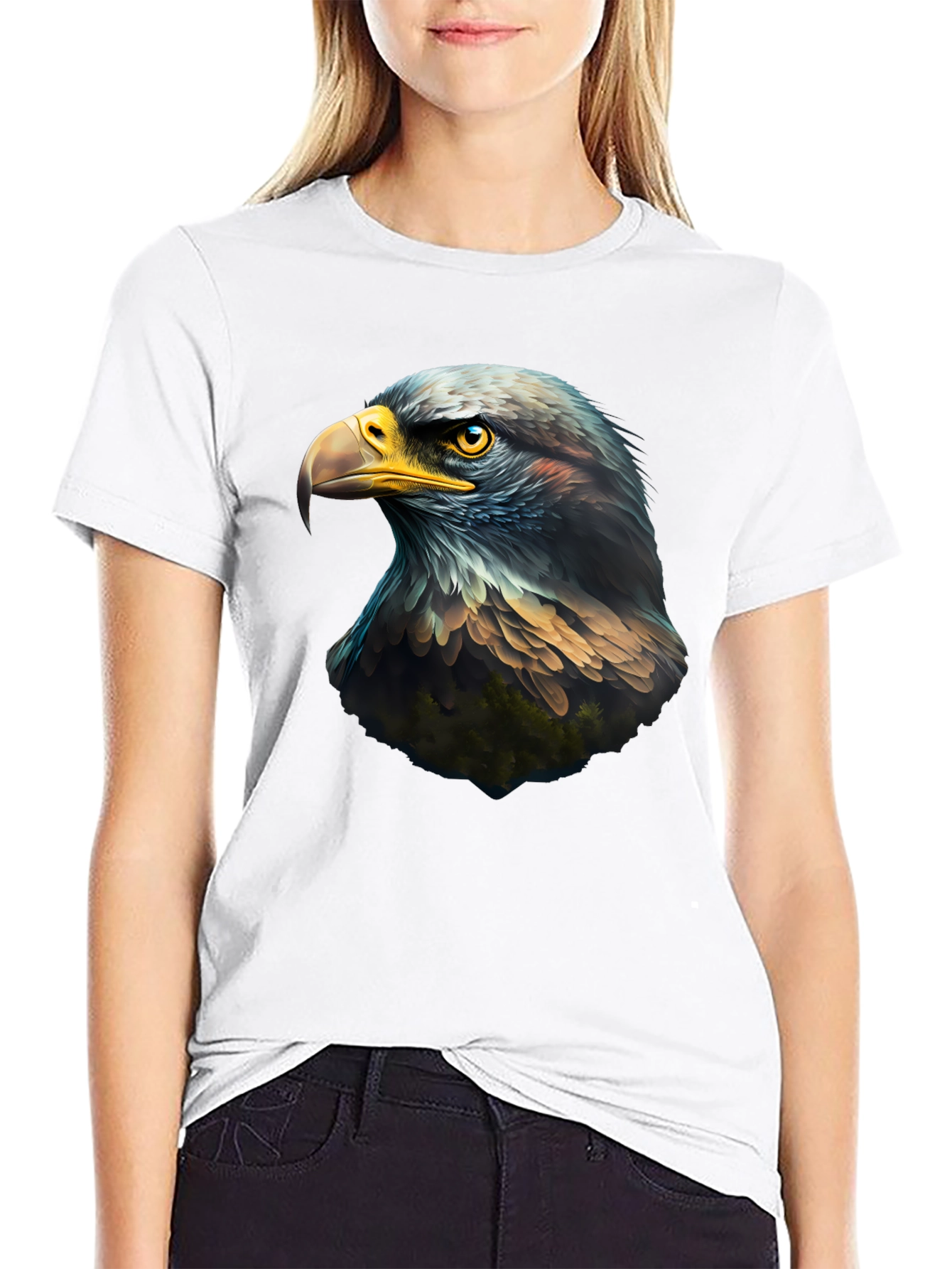 Black Eagle Head Graphic Black T-Shirt view 9