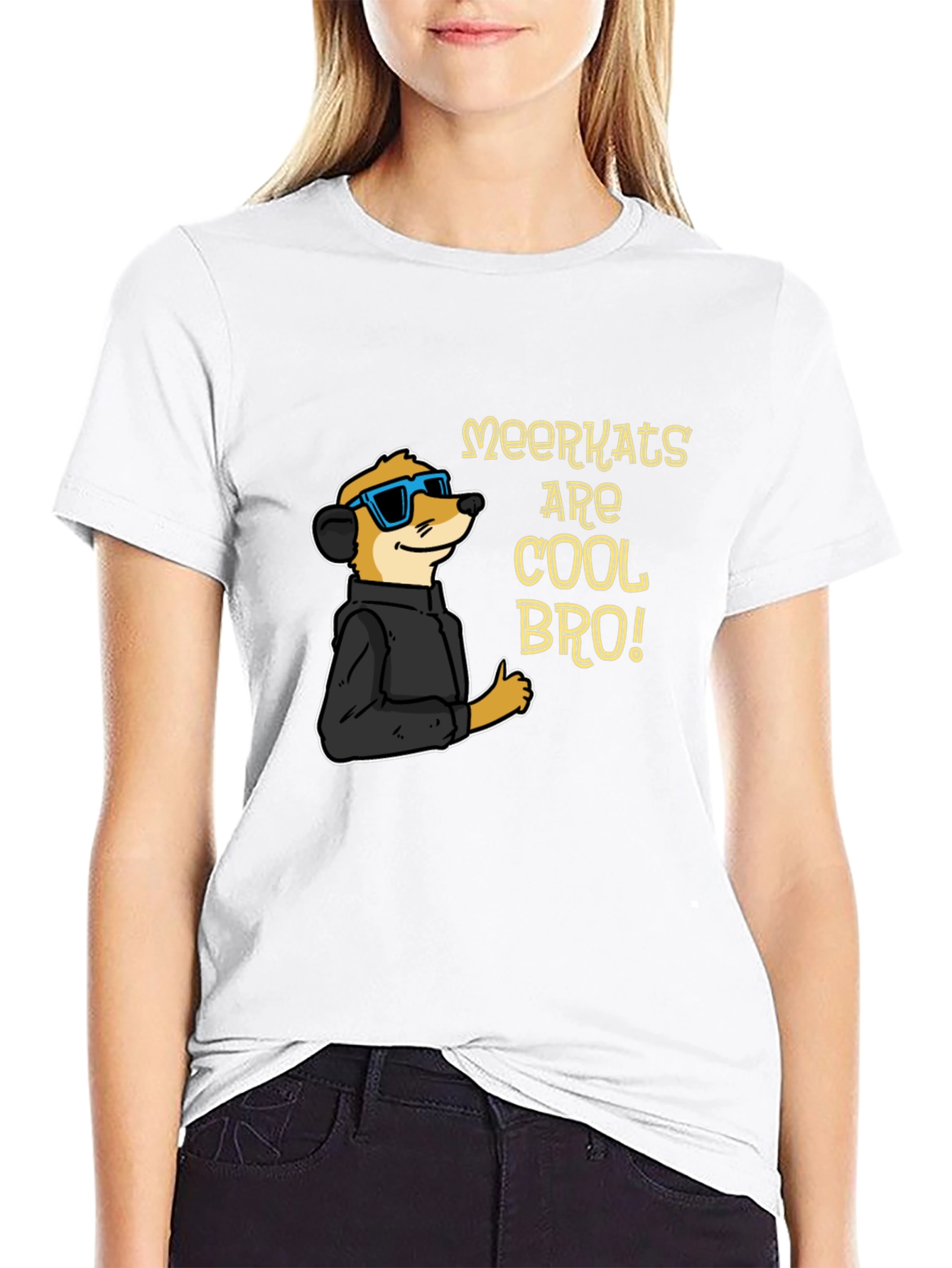 Black Cool Meerkat T-Shirt - Black Cotton Tee view 9