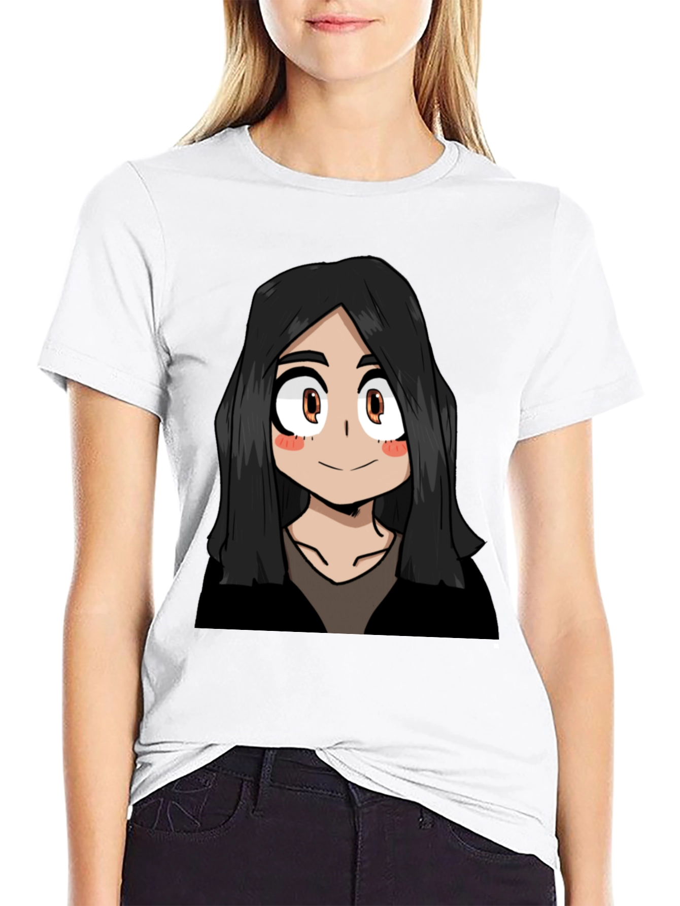 Black Anime Girl Graphic Black T-Shirt view 9