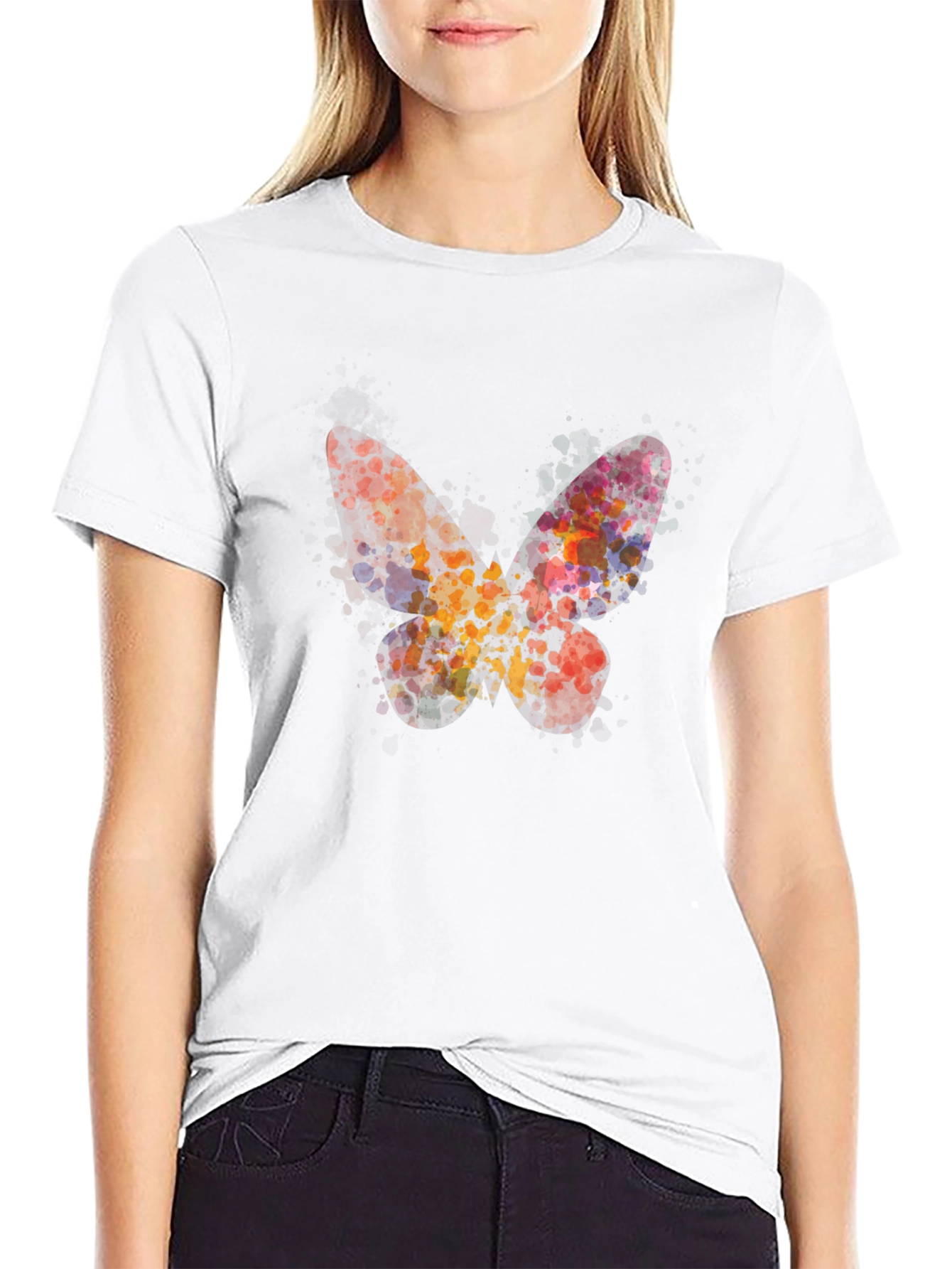 Black Butterfly Watercolor Graphic Tee - Unisex Casual Shirt view 9