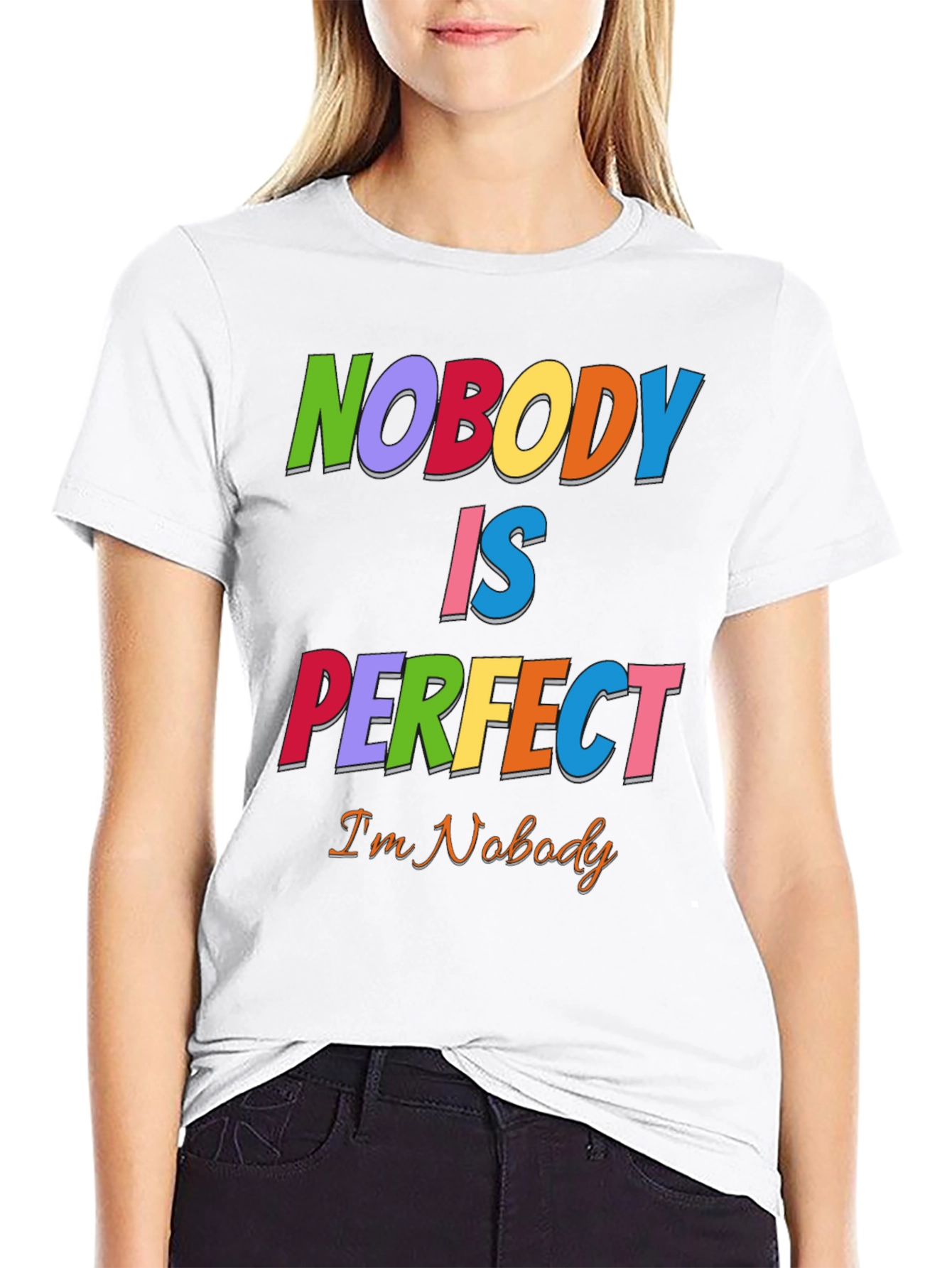 Black Nobody Is Perfect Funny Graphic T-Shirt view 9