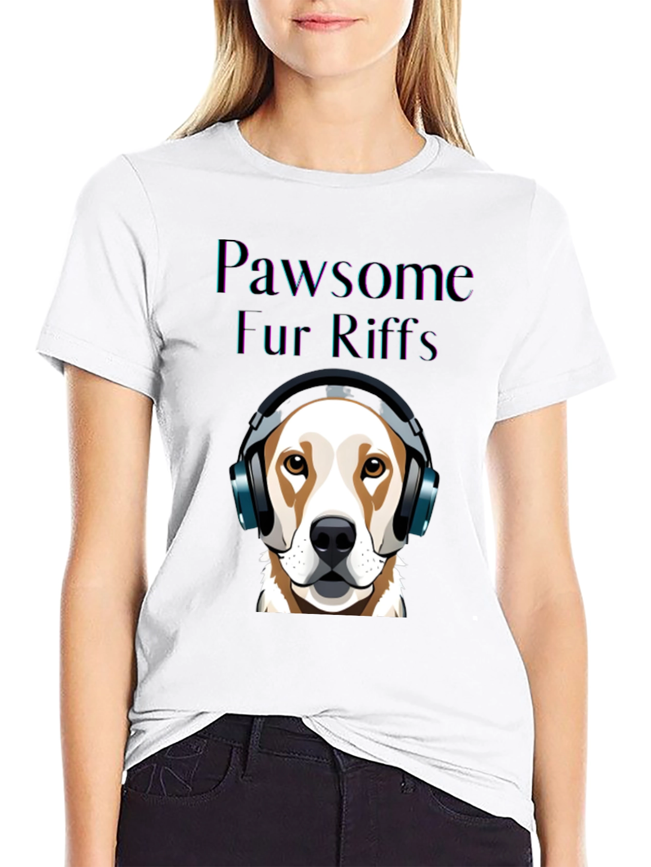 Black Pawsome Fur Riffs T-Shirt: Dog Lover's Music Tee view 9