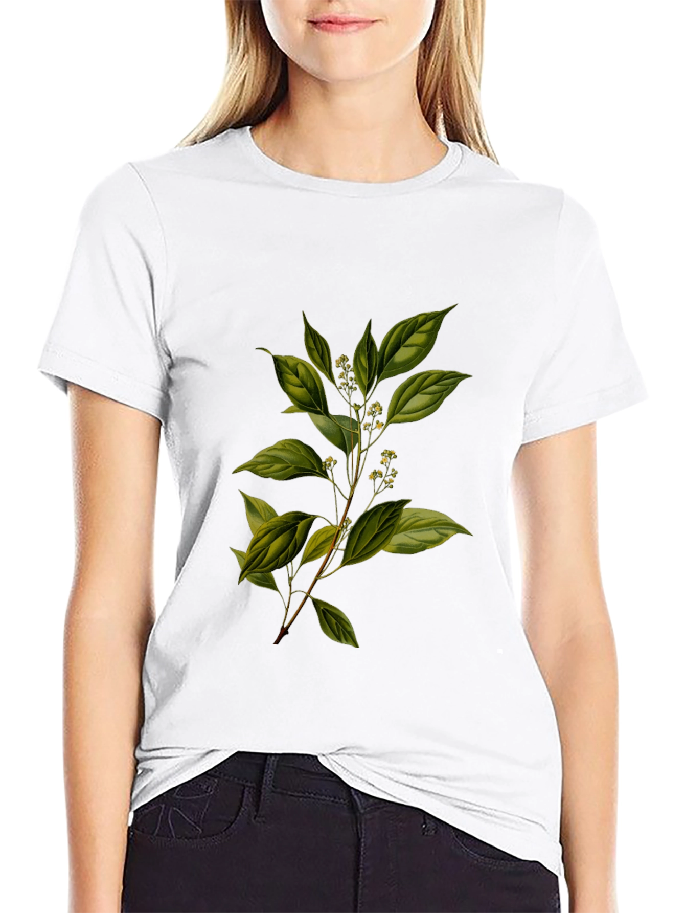 Black Botanical Print Black T-Shirt view 9