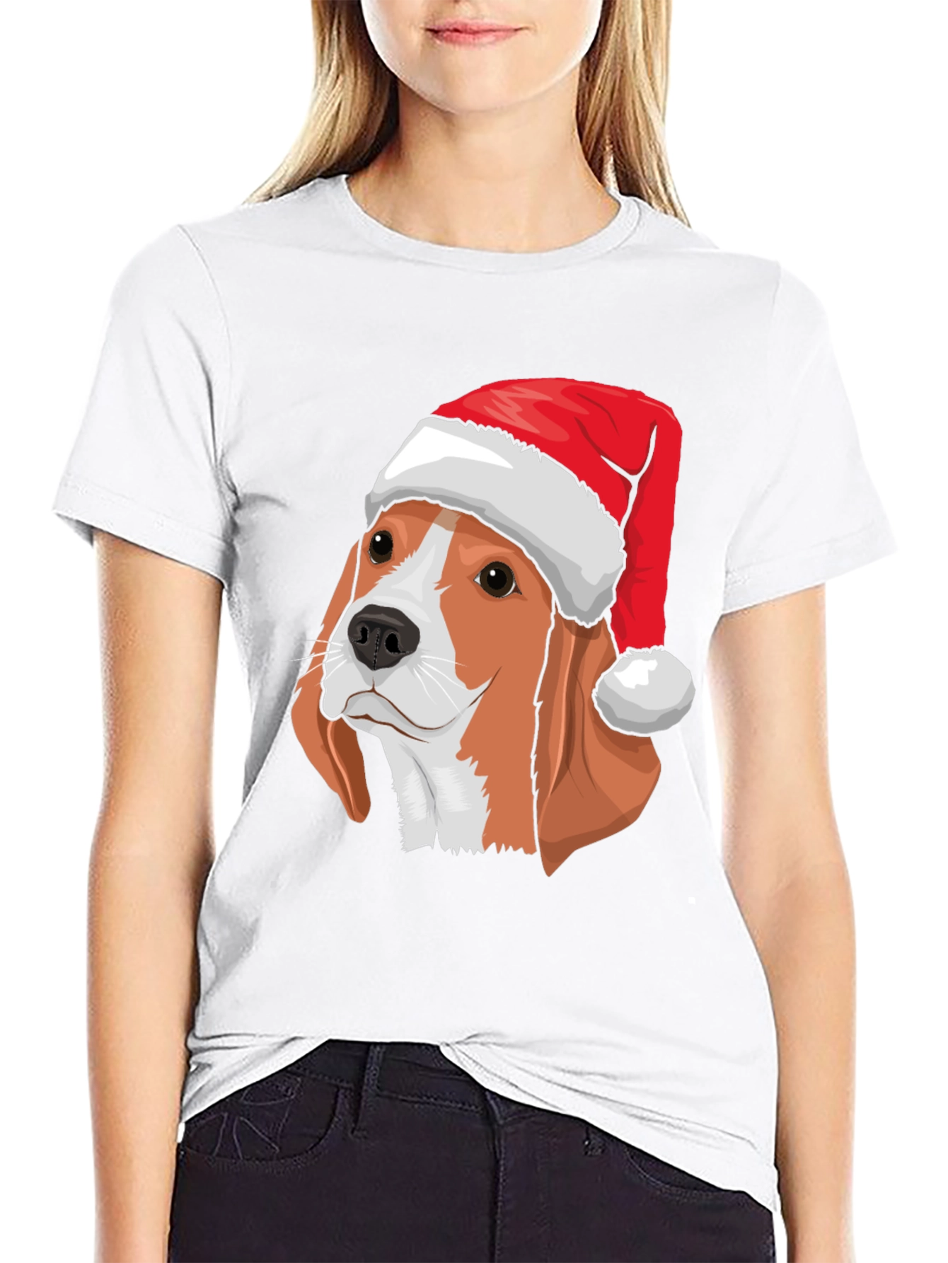 Black Festive Beagle Christmas T-Shirt view 9