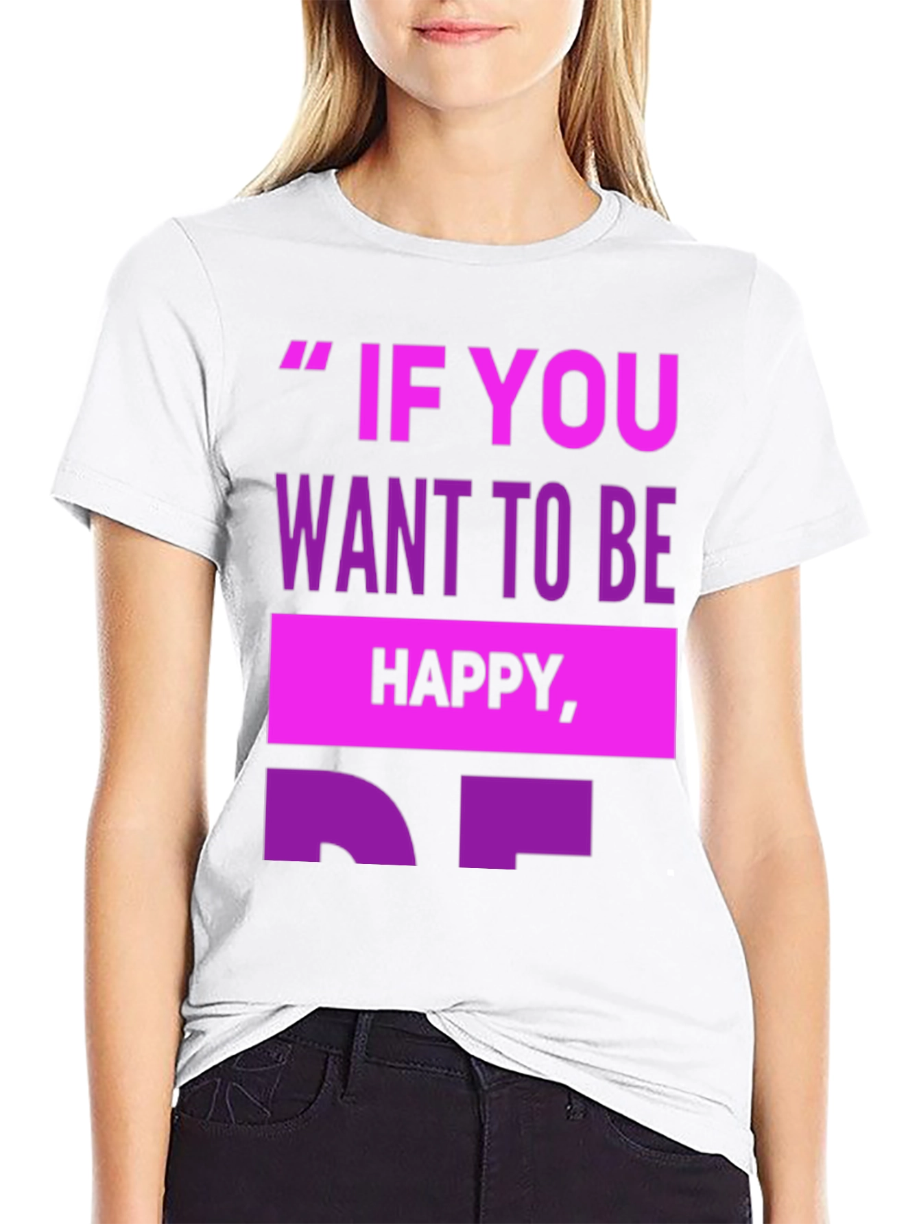 Black Motivational T-Shirt - 'If You Want To Be Happy' view 9