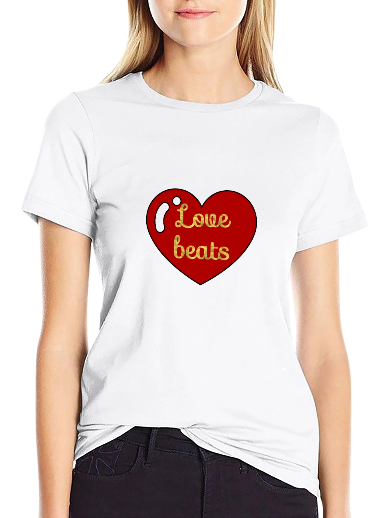 Black Love Beats Heart Graphic Black T-Shirt view 9