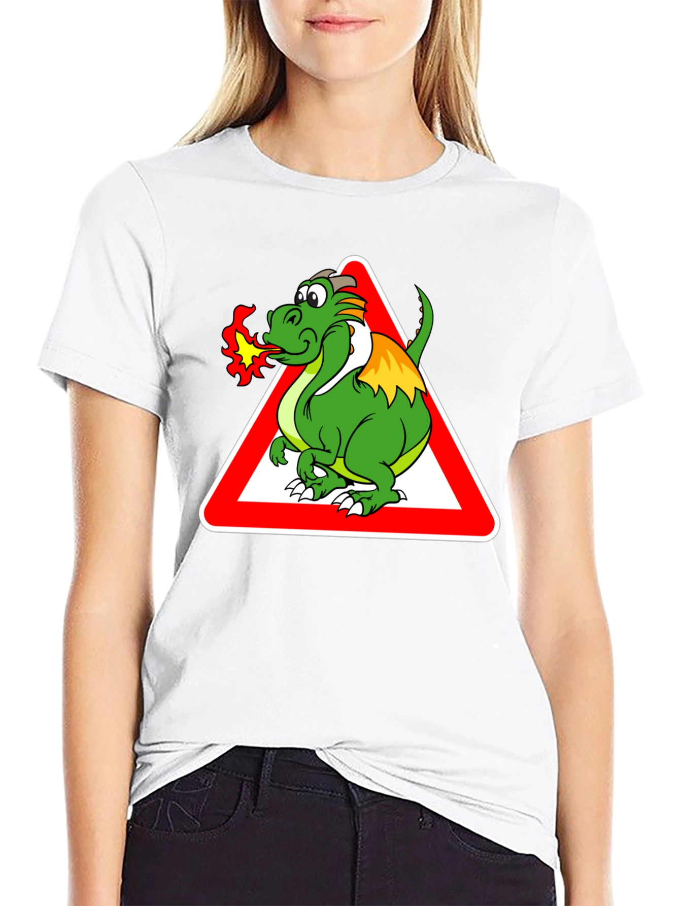 Black Dragon Warning Sign Graphic Tee - Black view 9