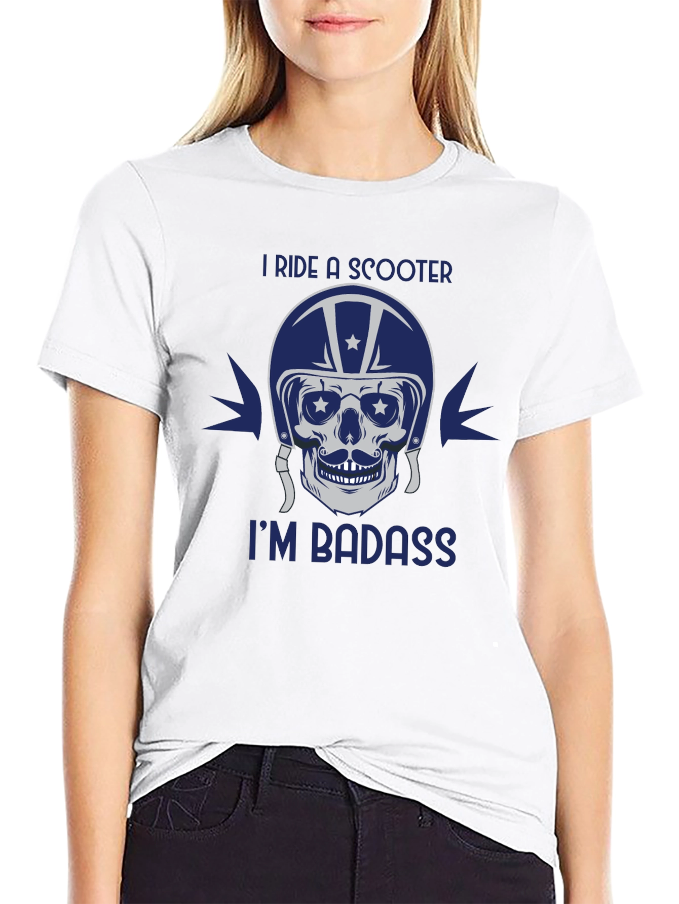 Black I Ride a Scooter, I'm Badass T-Shirt view 9