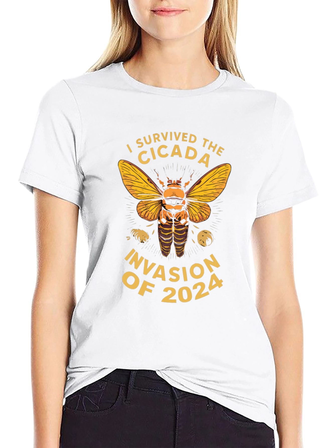 Black I Survived the Cicada Invasion of 2024 T-Shirt view 9