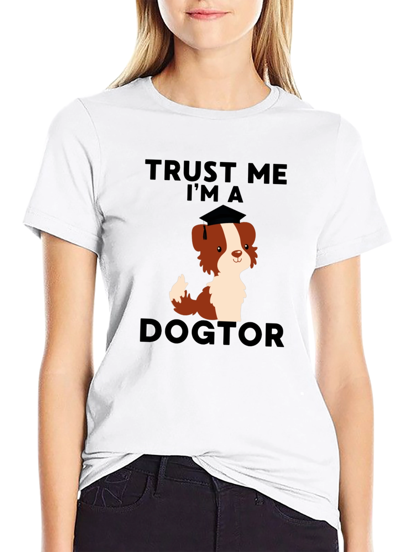 Black Trust Me, I'm a Dogtor Funny Dog Graduation T-Shirt view 9