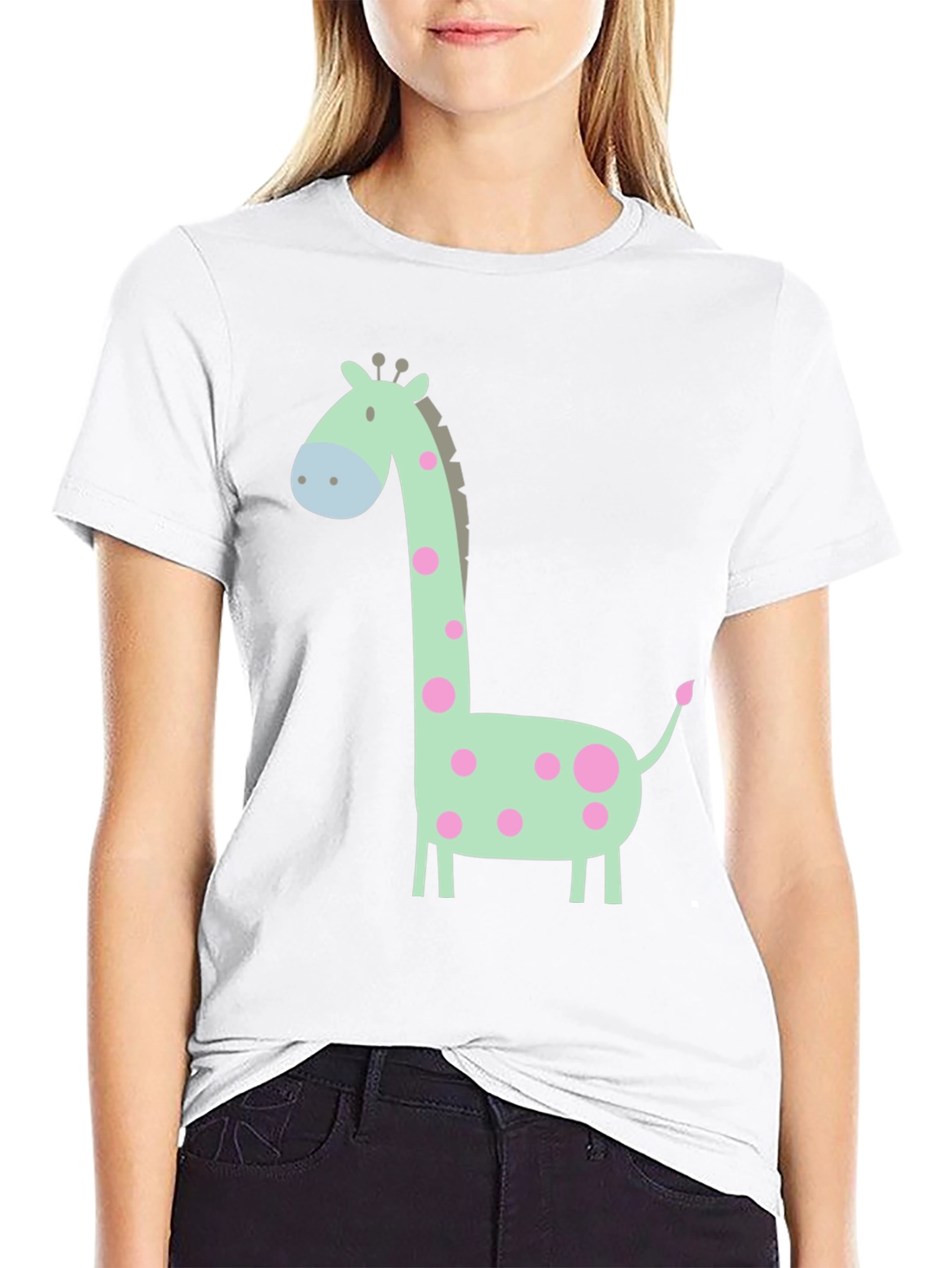 Black Giraffe Graphic Tee - Cute Cartoon Animal Shirt view 9