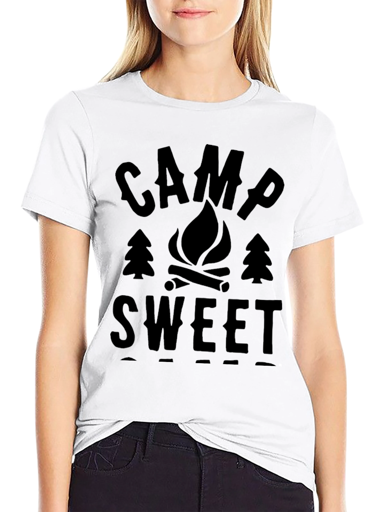 Black Camp Sweet T-Shirt - Black Camping Shirt view 9