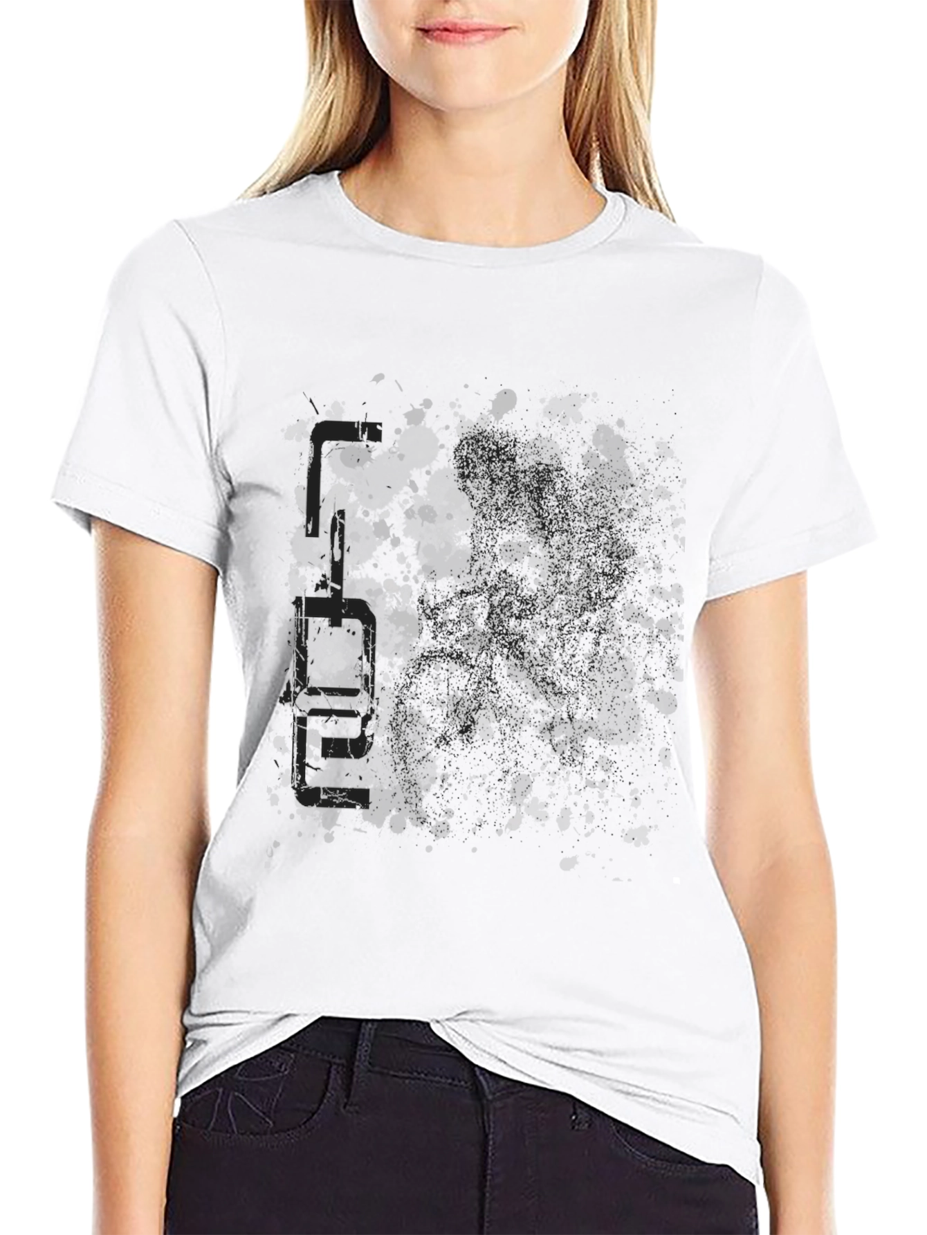 Black Men's Graphic Black T-Shirt - Abstract Splatter Design view 9