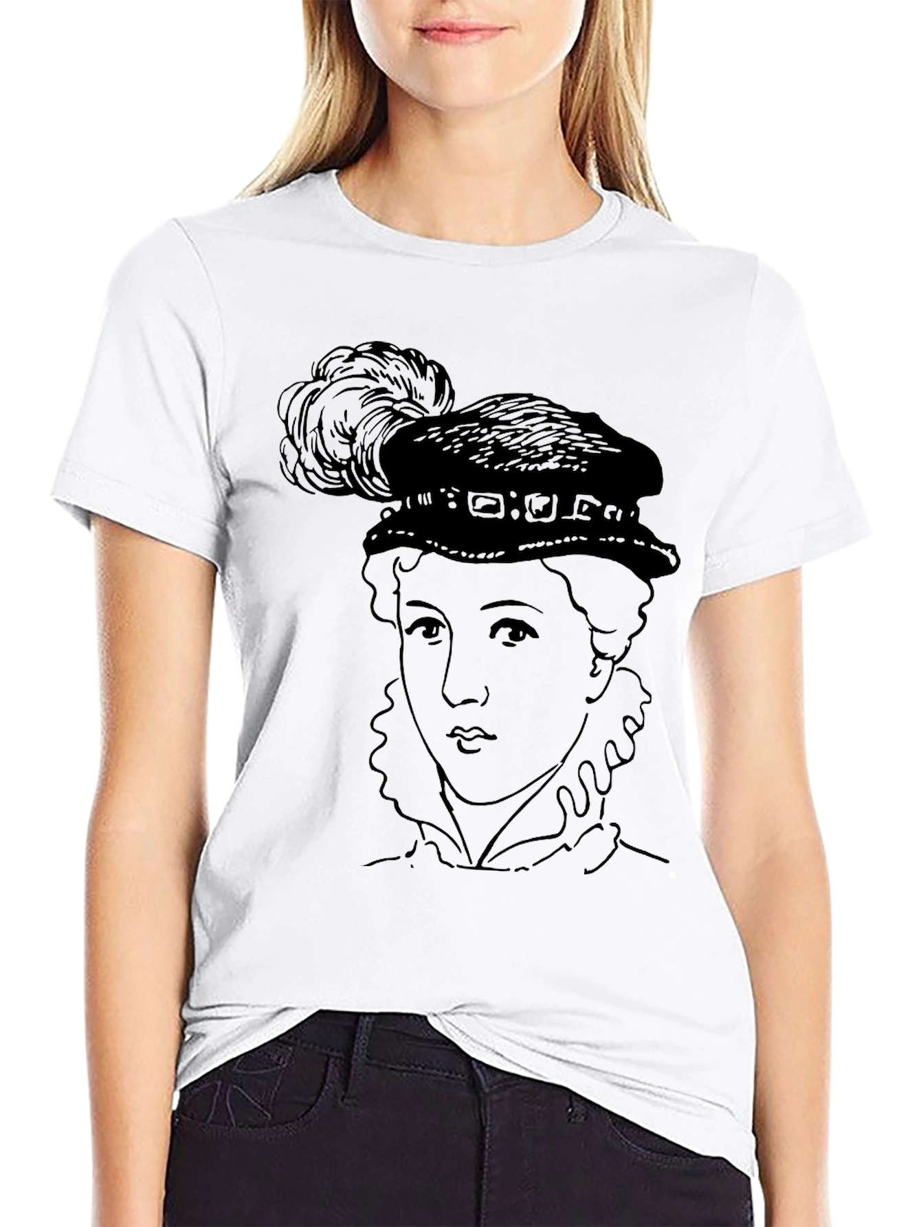 Black Vintage Portrait Graphic Black T-Shirt view 9