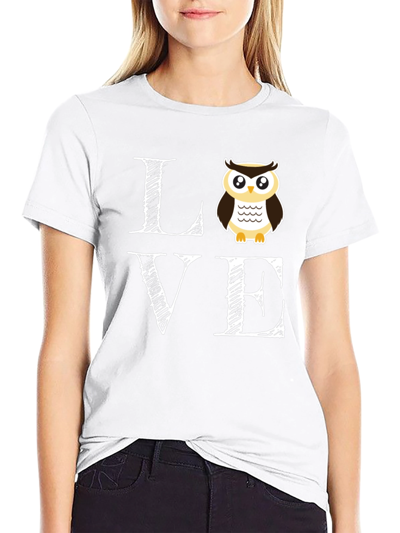 Black Owl Love T-Shirt - Cute Graphic Tee view 9