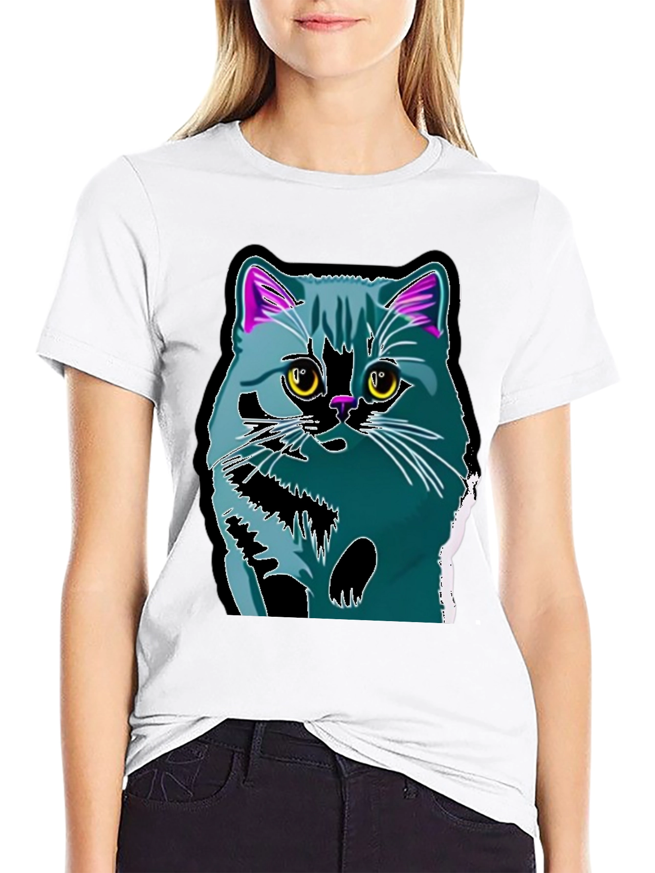 Black Cool Cat Graphic Tee - Men's Black T-Shirt view 9