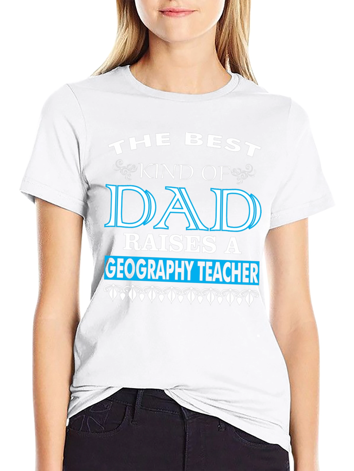 Black Best Kind of Dad Geography Teacher T-Shirt view 9