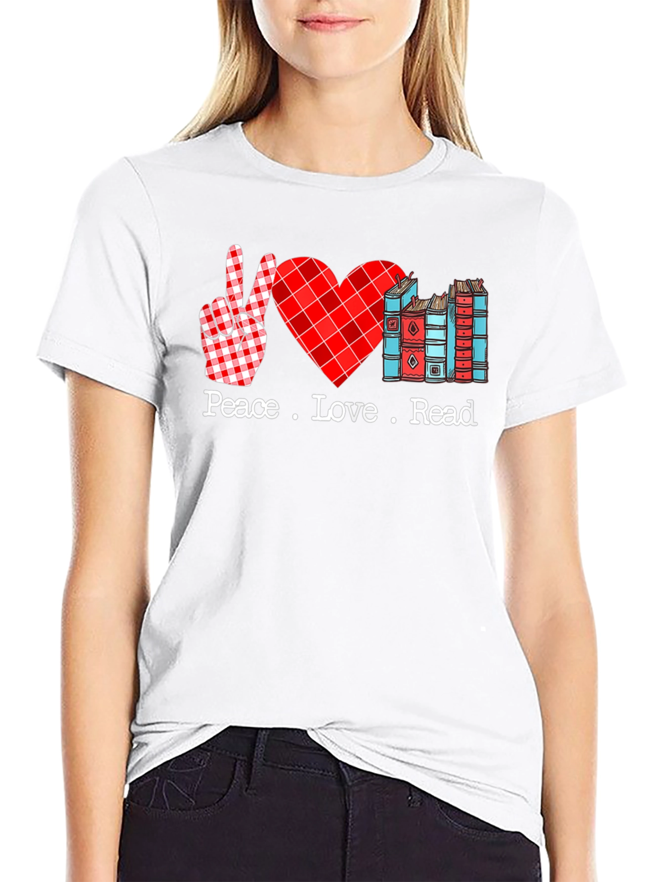 Black Peace Love Read Graphic Tee view 9