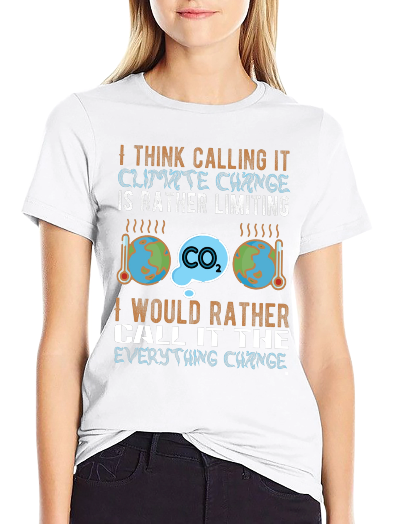 Black Climate Change Slogan Graphic T-Shirt view 9