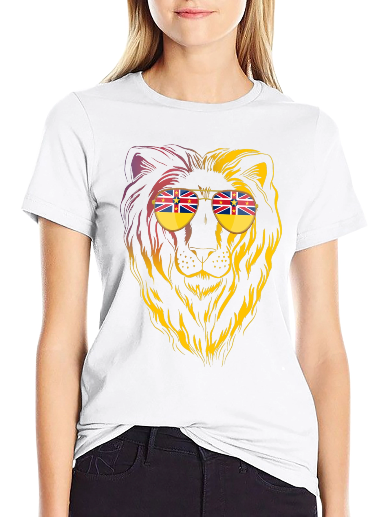 Black Lion Sunglasses Graphic Tee - Cool & Unique Design view 9