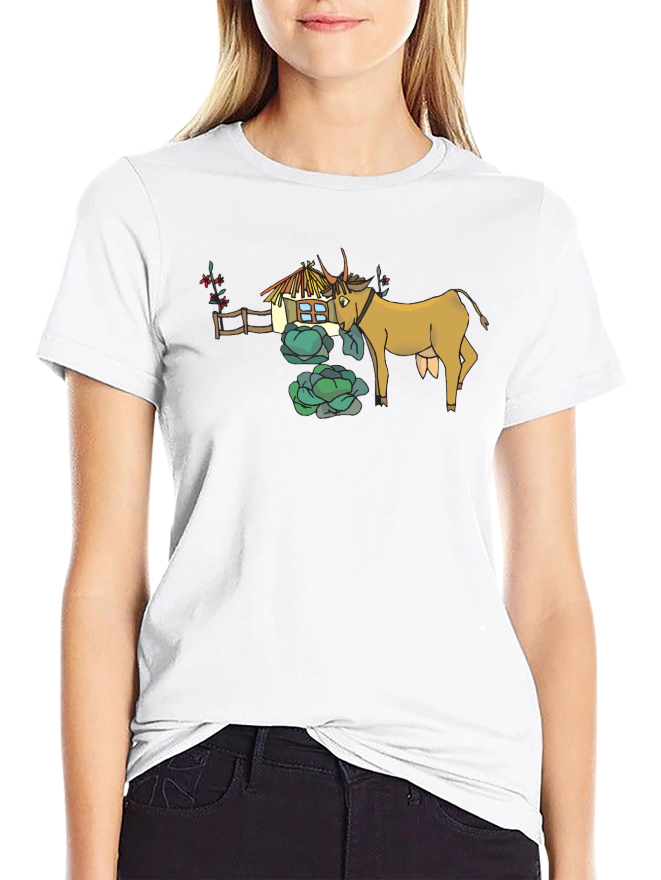Black Quirky Cow & Farmhouse Graphic Tee - Black view 9