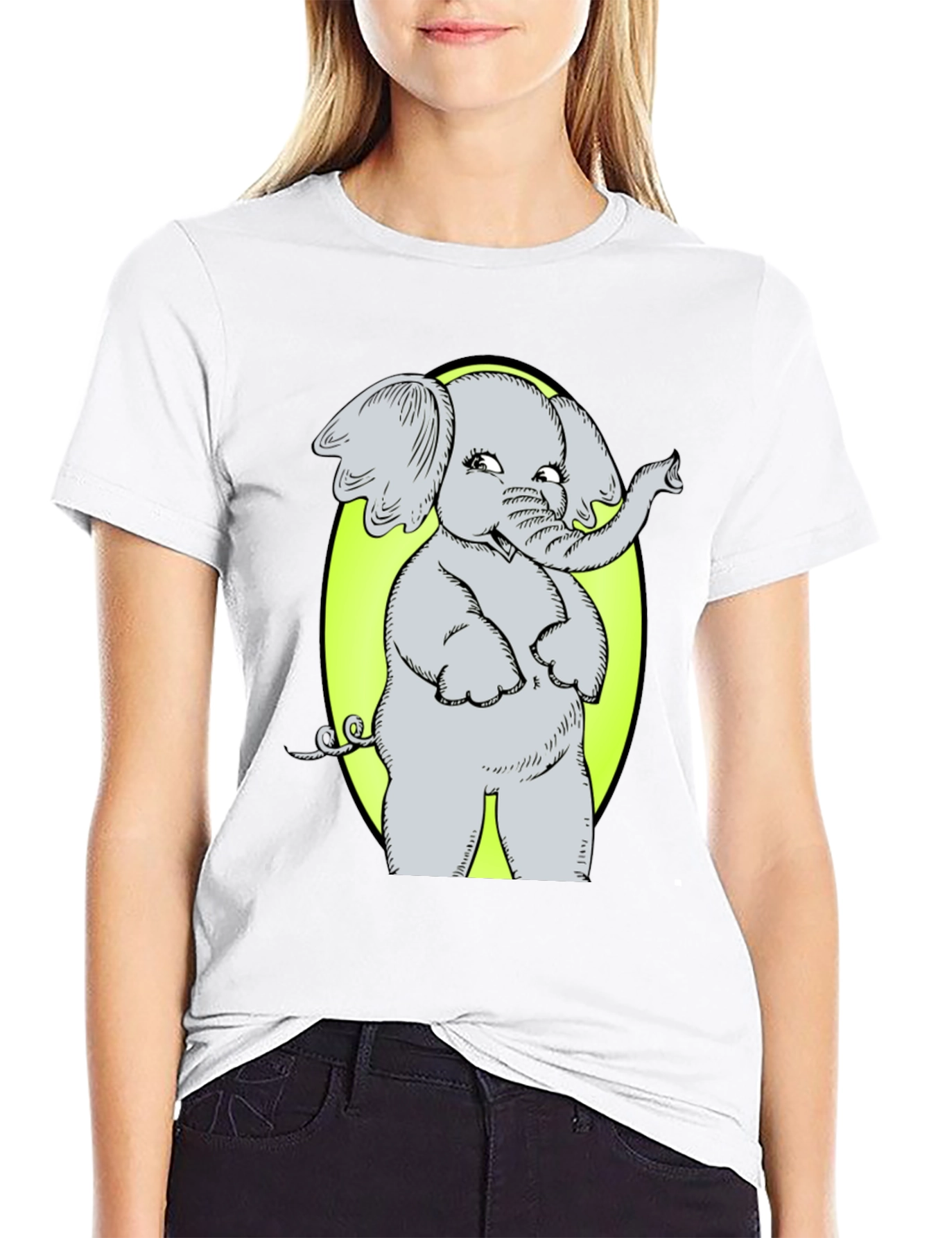 Black Elephant Graphic Tee - Cute Cartoon Design view 9