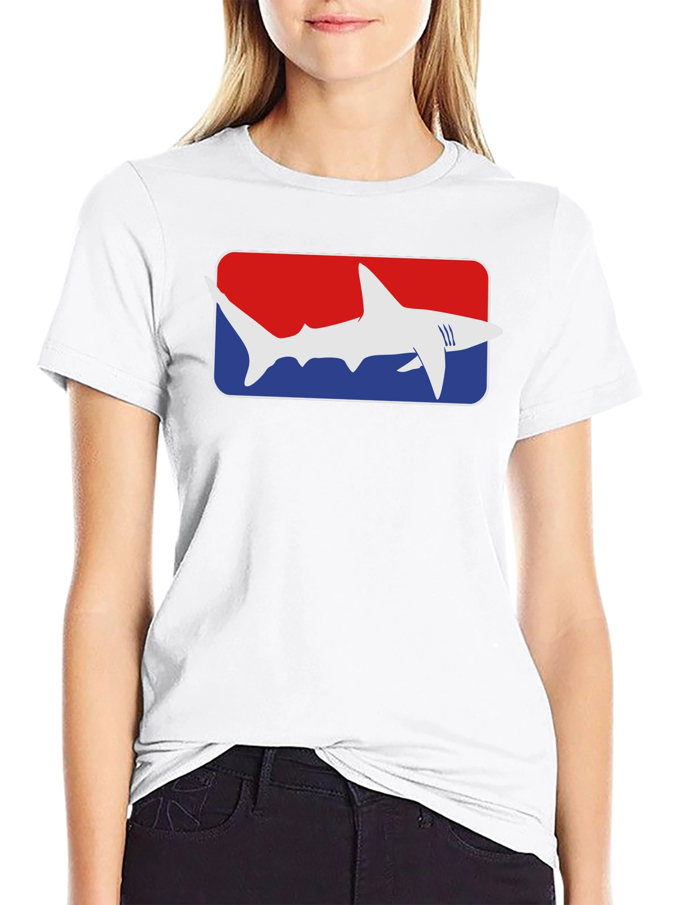 Black Shark Graphic Tee - Red White and Blue view 9