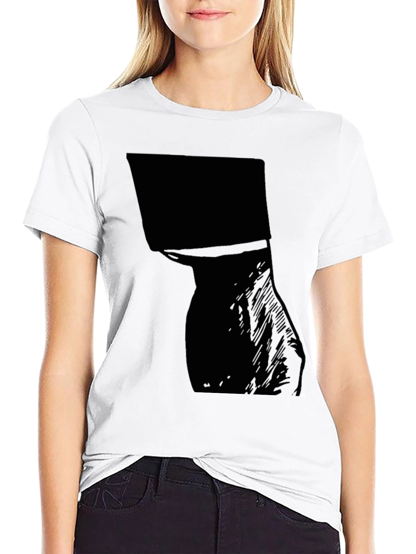 Black Men's Graphic Tee - Abstract Silhouette Design view 9