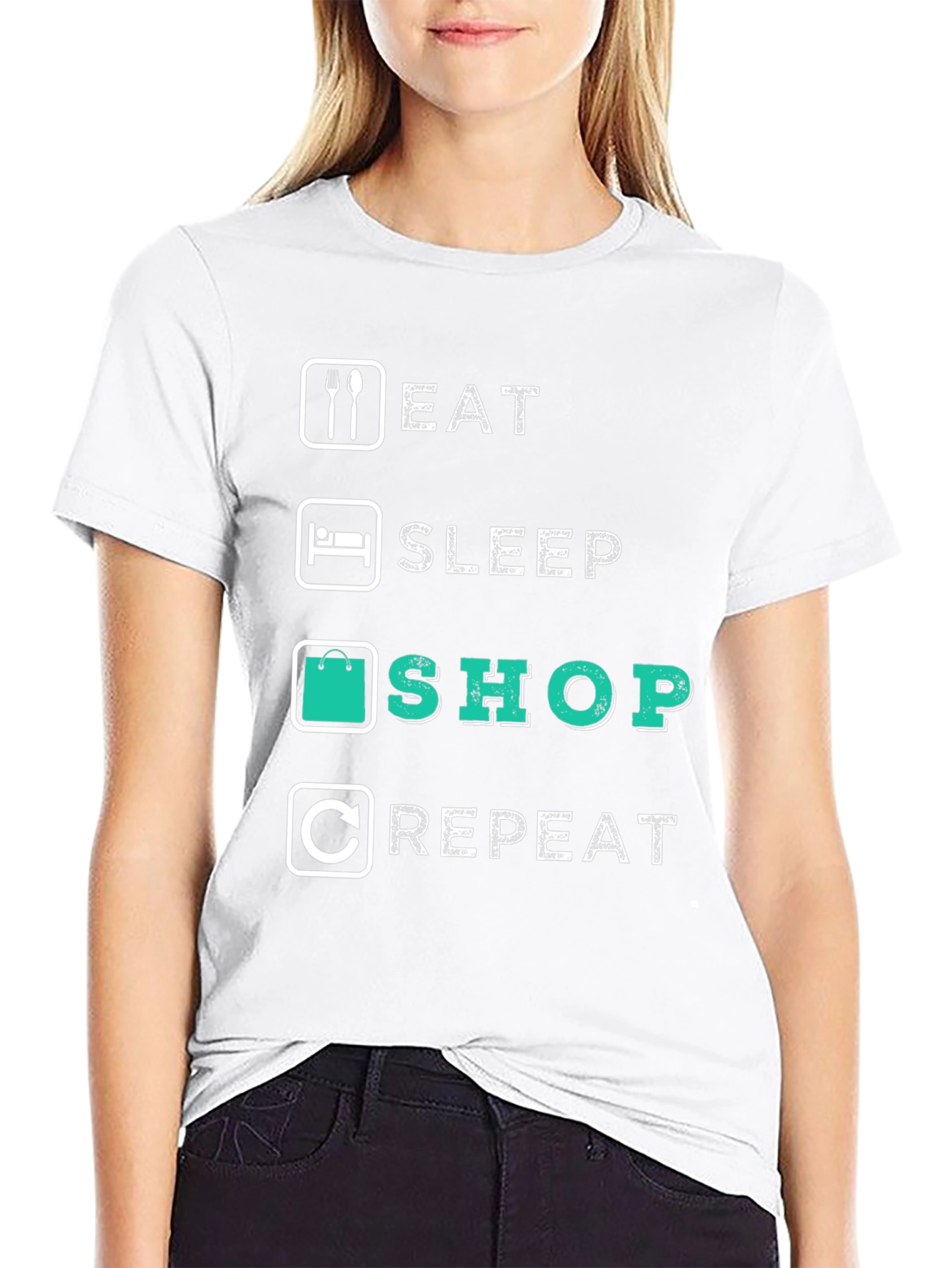 Black Eat Sleep Shop Repeat T-Shirt view 9