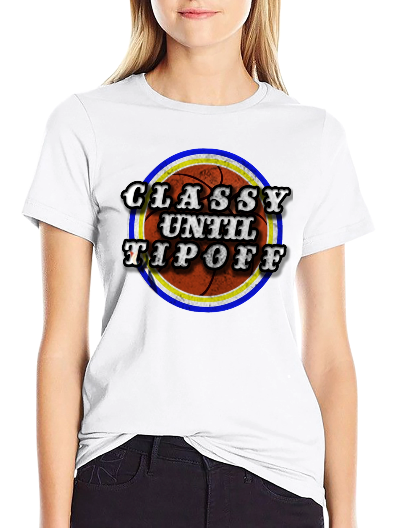 Black Classy Until Tipoff Basketball Graphic Tee view 9