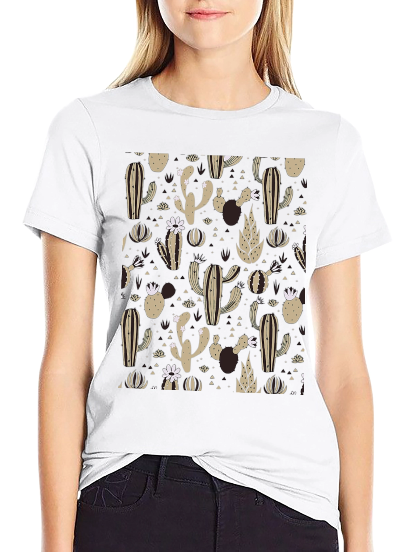 Black Cactus Print T-Shirt - Desert Style view 9