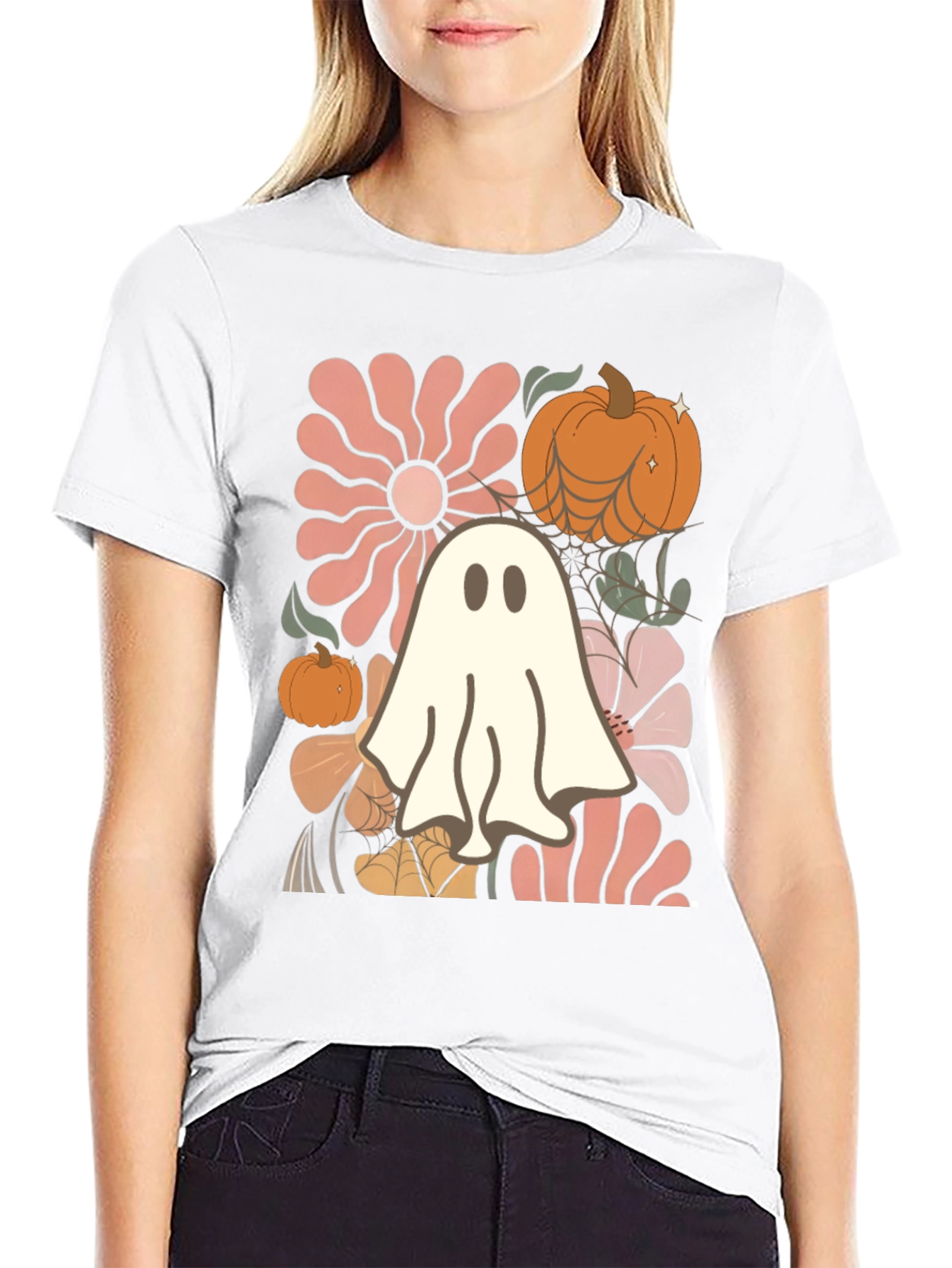 Black Spooky Season Ghost T-Shirt view 9