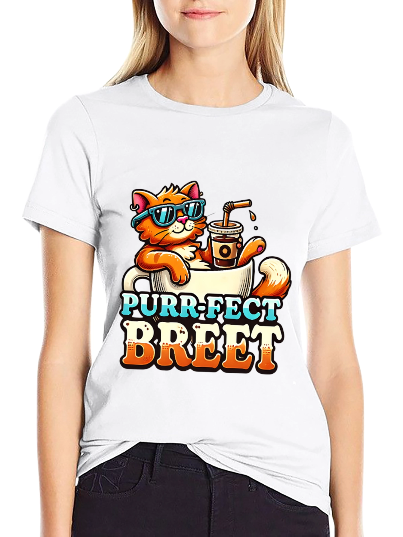Black Purr-Fect Brew T-Shirt: Cat Coffee Lover Tee view 9