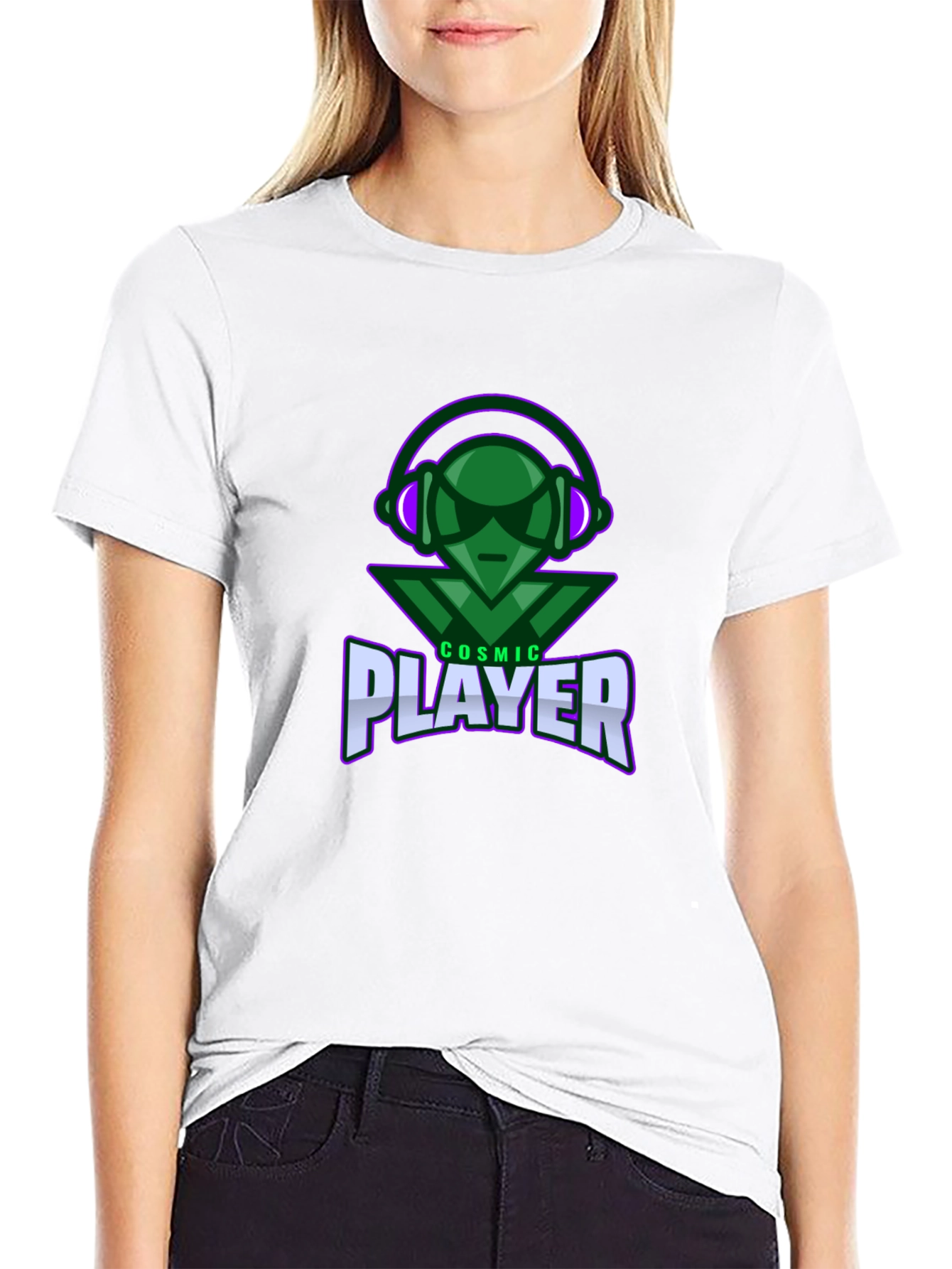 Black Cosmic Player Graphic T-Shirt - Black view 9
