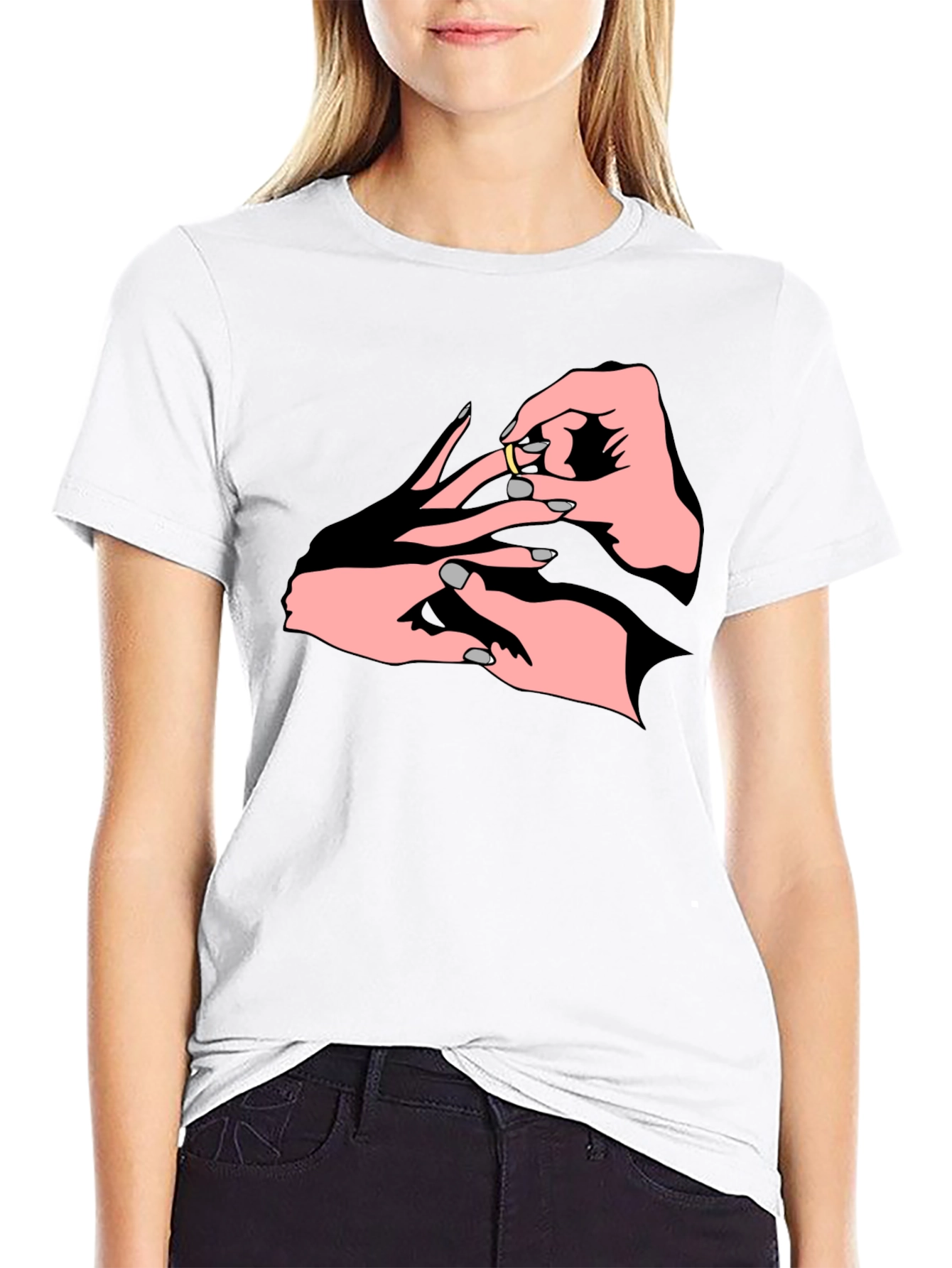 Black Engagement Ring Graphic T-Shirt view 9