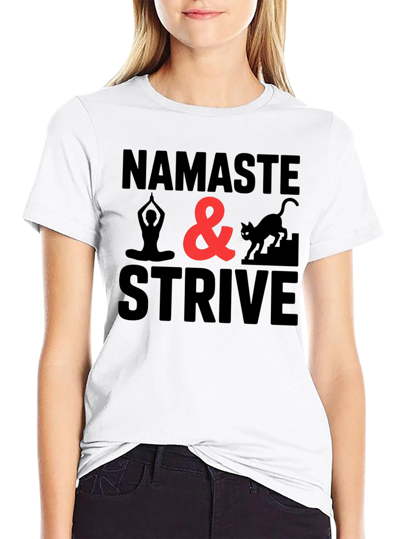Black Namaste & Strive Graphic Tee view 9