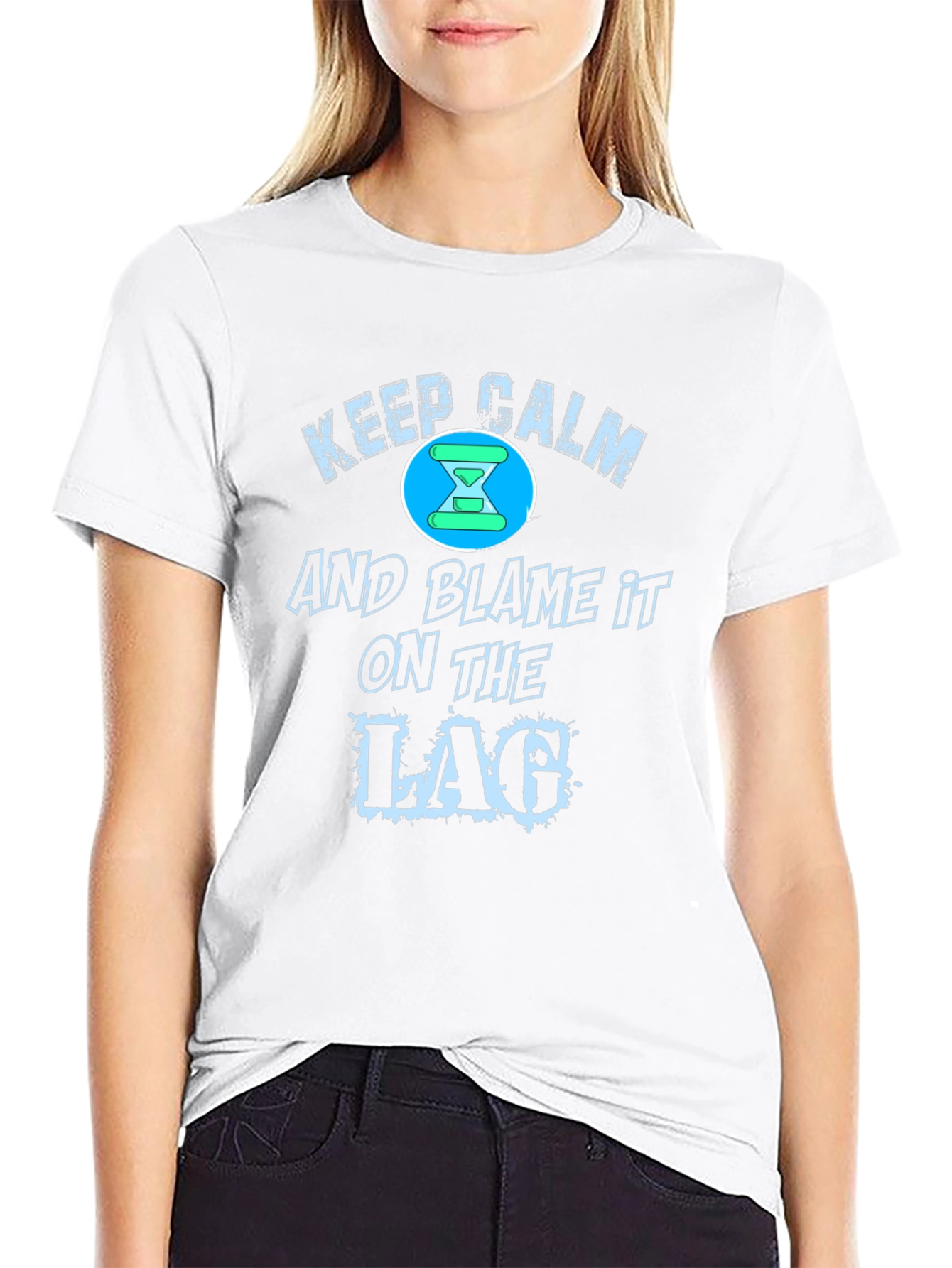 Black Keep Calm Blame Lag Funny Gamer T-Shirt view 9