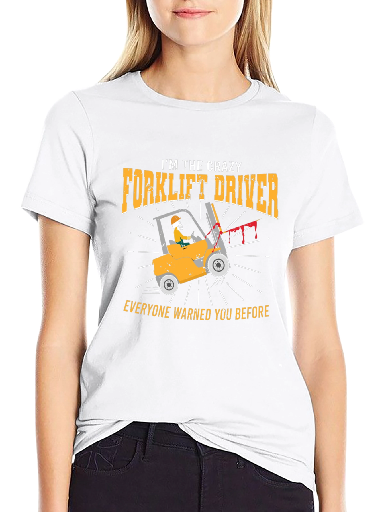 Black Crazy Forklift Driver Graphic T-Shirt view 9