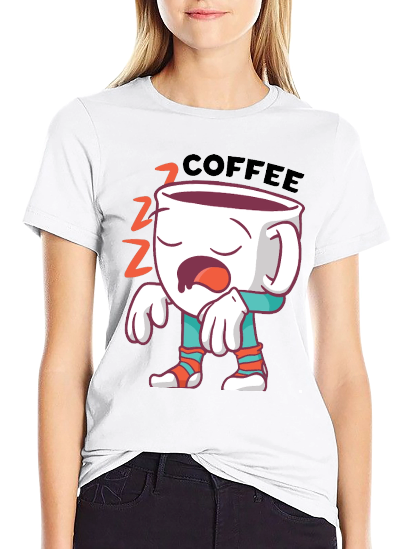 Black Funny Sleepy Coffee T-Shirt - Wake Up Call Tee view 9